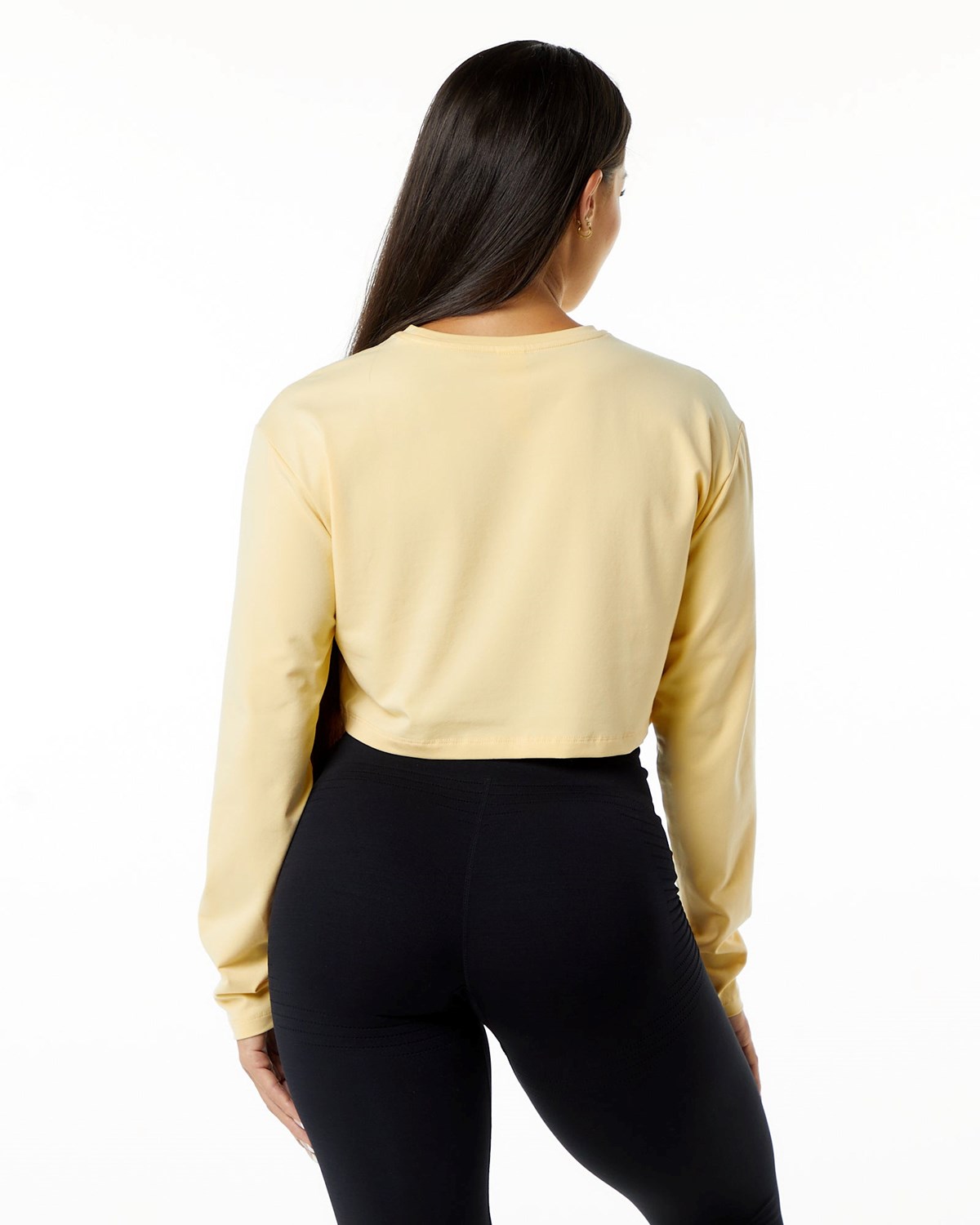 Alphalete Oversized Performance Long Sleeve Crop Daffodil Femme | QME-88001382