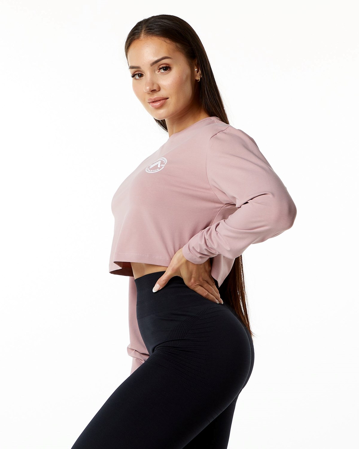 Alphalete Oversized Performance Long Sleeve Crop Mauve Femme | YBZ-11598261