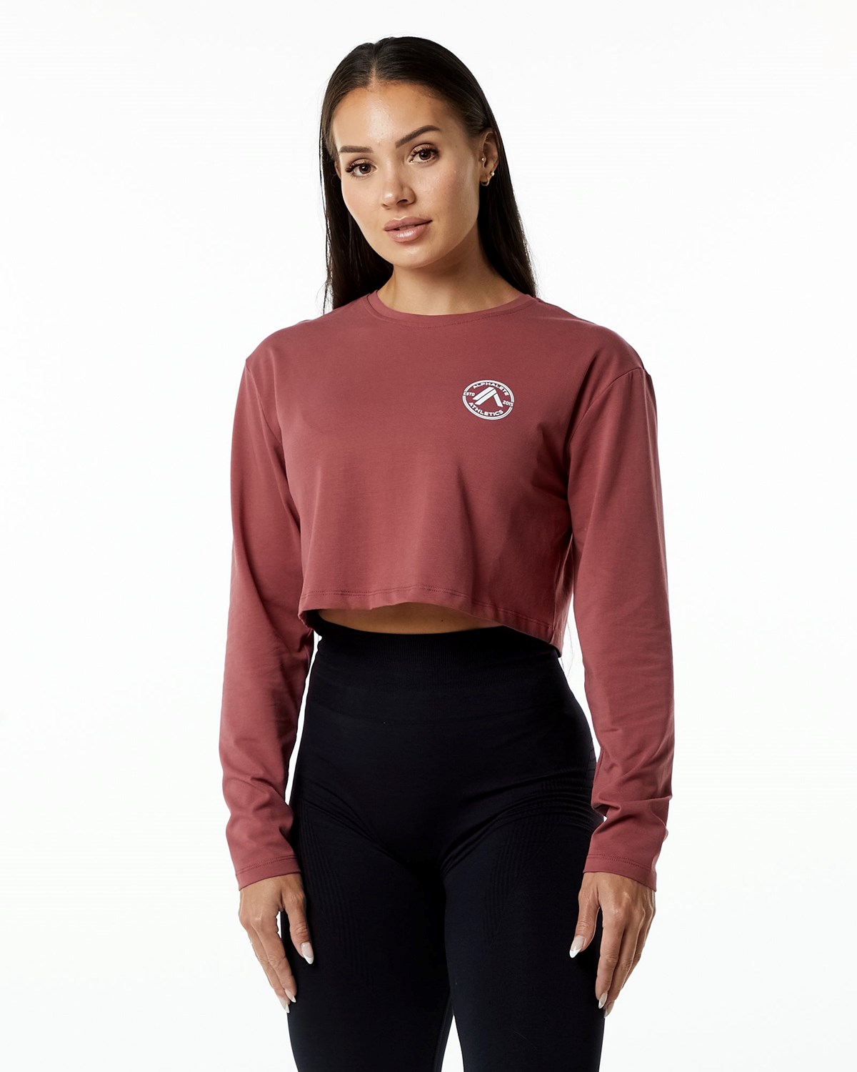 Alphalete Oversized Performance Long Sleeve Crop Gingerbread Femme | LSA-55934745