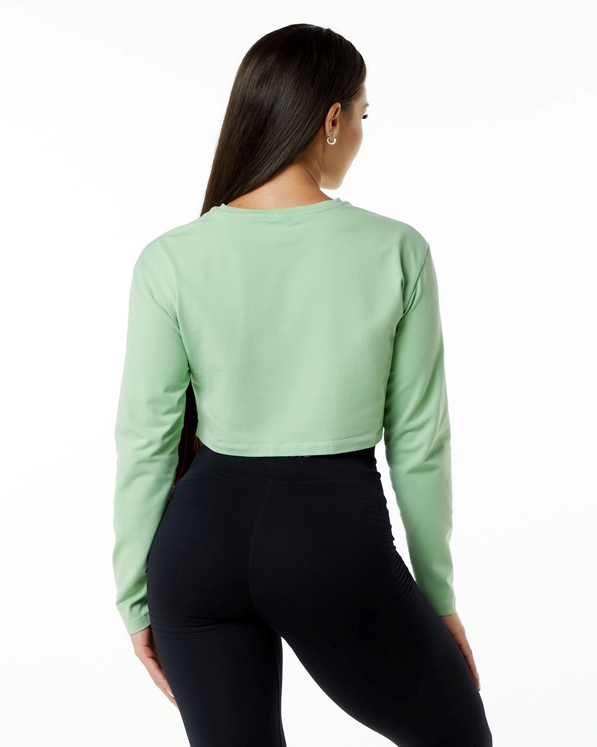 Alphalete Oversized Performance Long Sleeve Crop Pistachio Femme | XZD-75815810