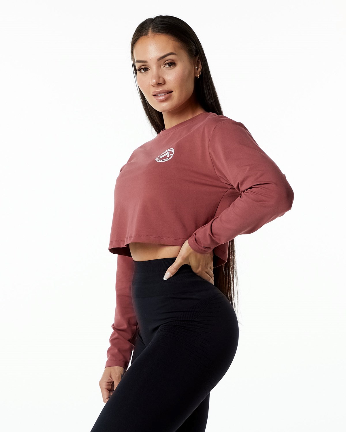 Alphalete Oversized Performance Long Sleeve Crop Gingerbread Femme | LSA-55934745