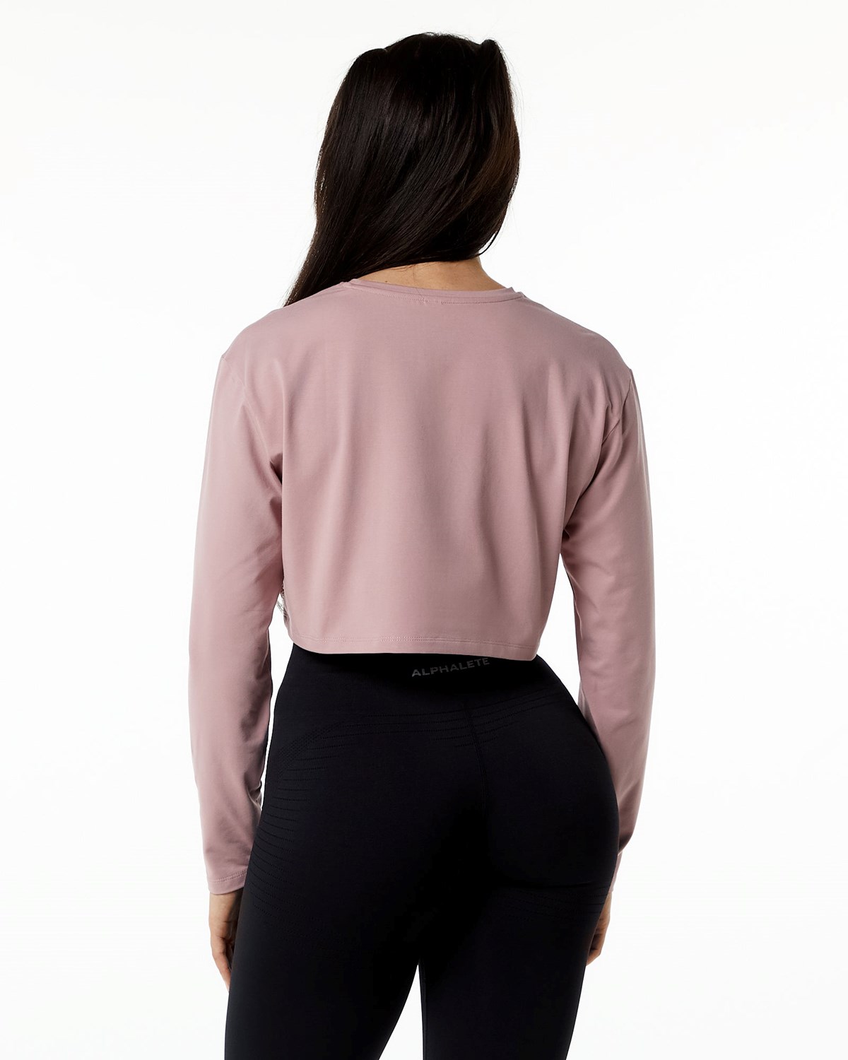 Alphalete Oversized Performance Long Sleeve Crop Mauve Femme | CTI-74547084