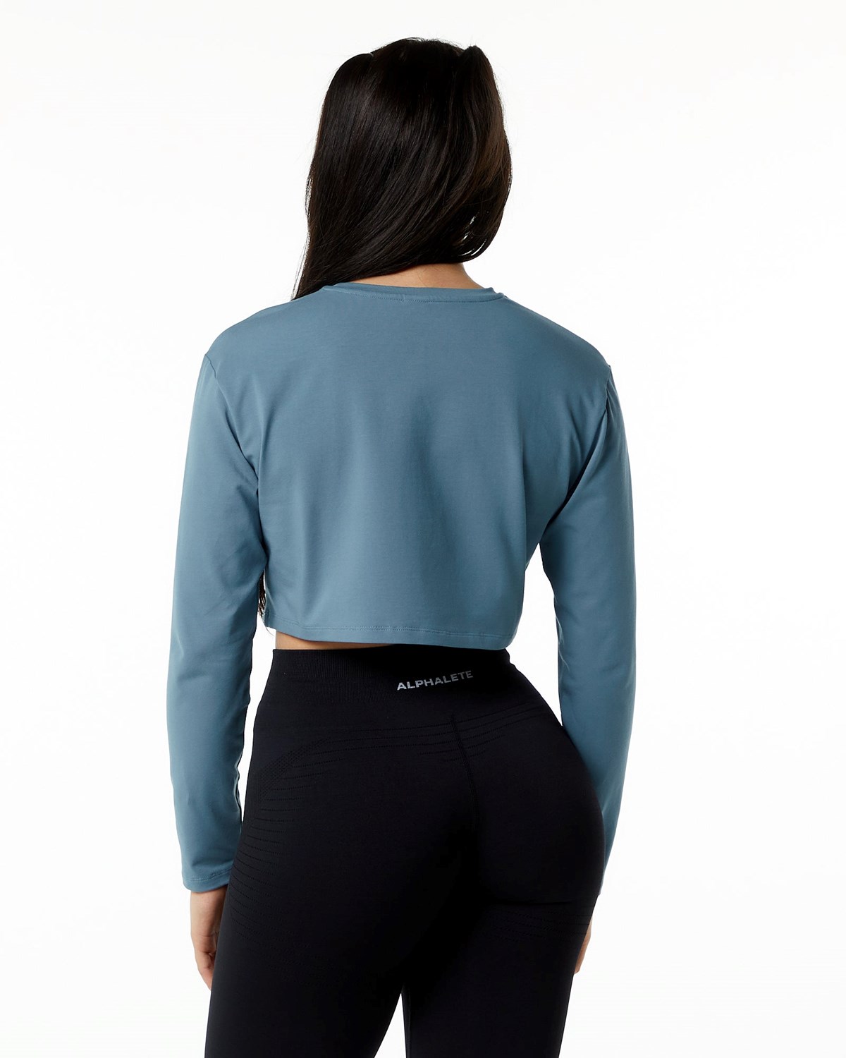 Alphalete Oversized Performance Long Sleeve Crop Bleu Femme | OZH-75921512