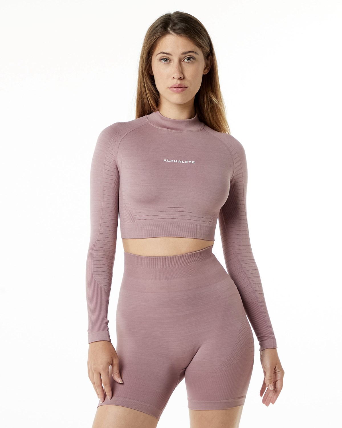 Alphalete High Performance Seamless Long Sleeve Tee Mauve Femme | NJY-94801785