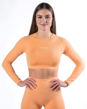 Alphalete Cropped Seamless Long Sleeve Corail Femme | NHQ-17219719