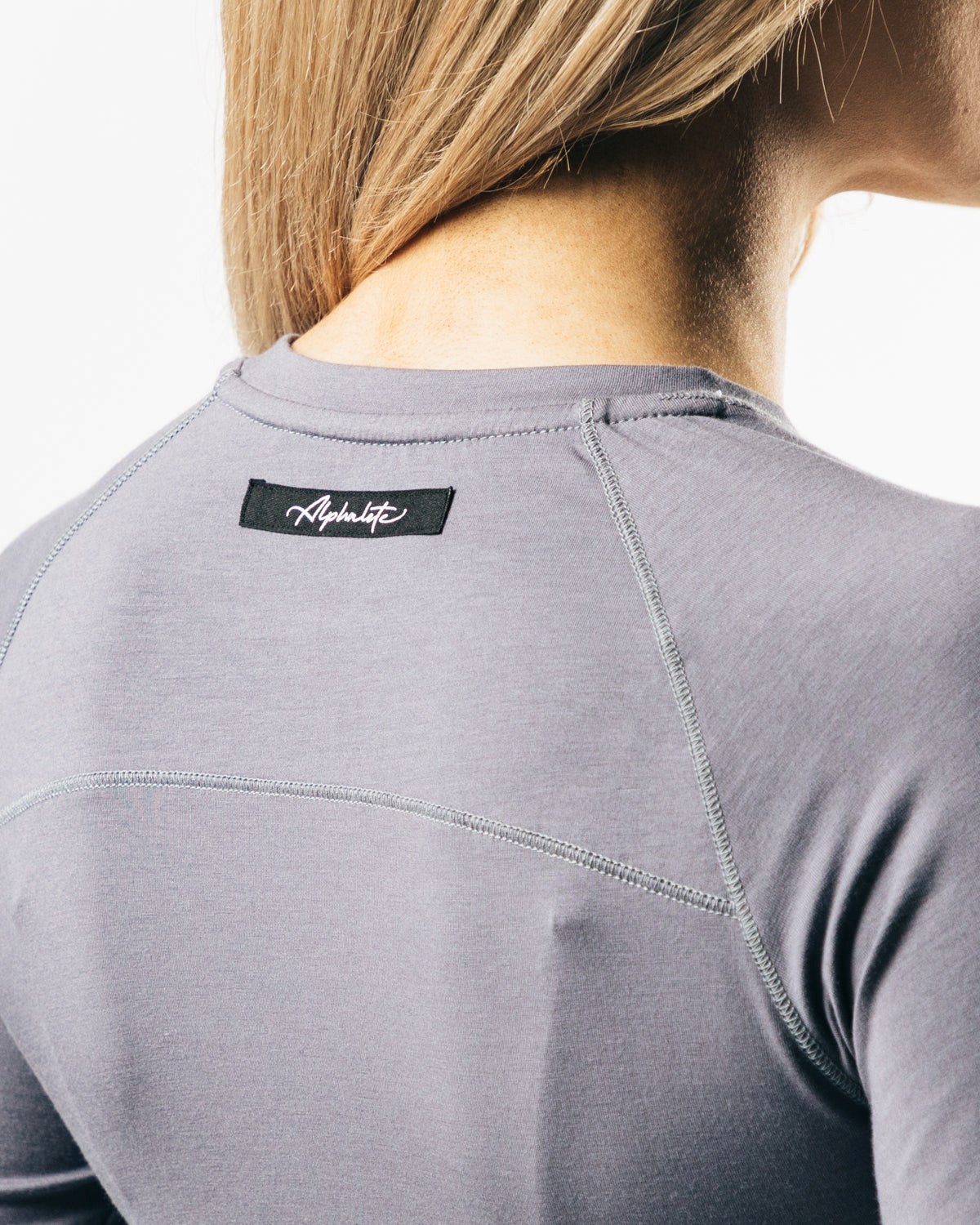 Alphalete Cropped Premium Long Sleeve Still Water Femme | XXC-21808715