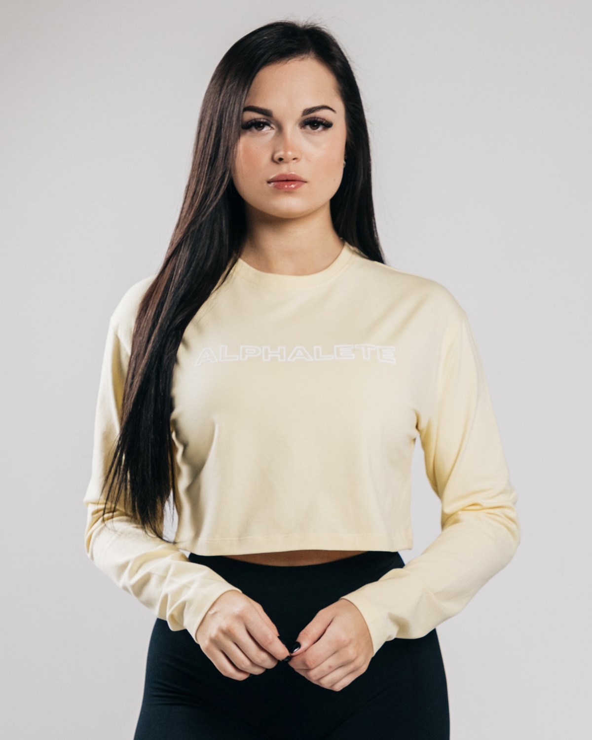 Alphalete Oversized Performance Long Sleeve Crop Sea Salt Femme | GKP-53278824