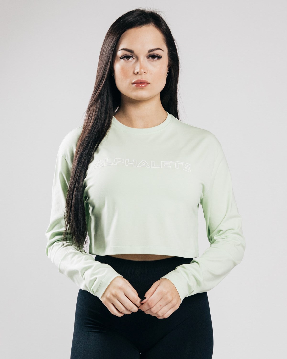 Alphalete Oversized Performance Long Sleeve Crop Frozen Spring Femme | PXF-43301778