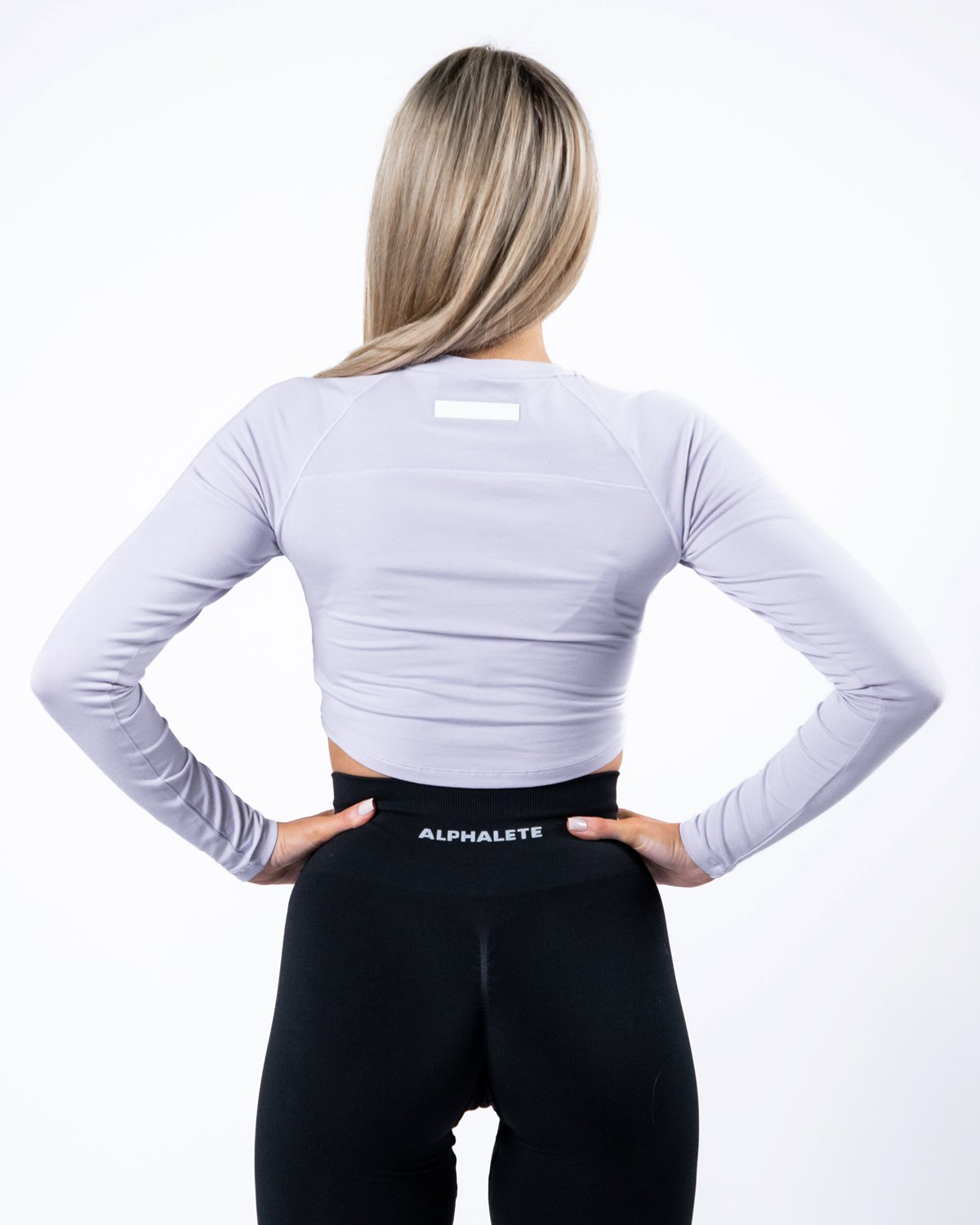 Alphalete Cropped Premium Long Sleeve Lilac Haze Femme | NWD-25315893