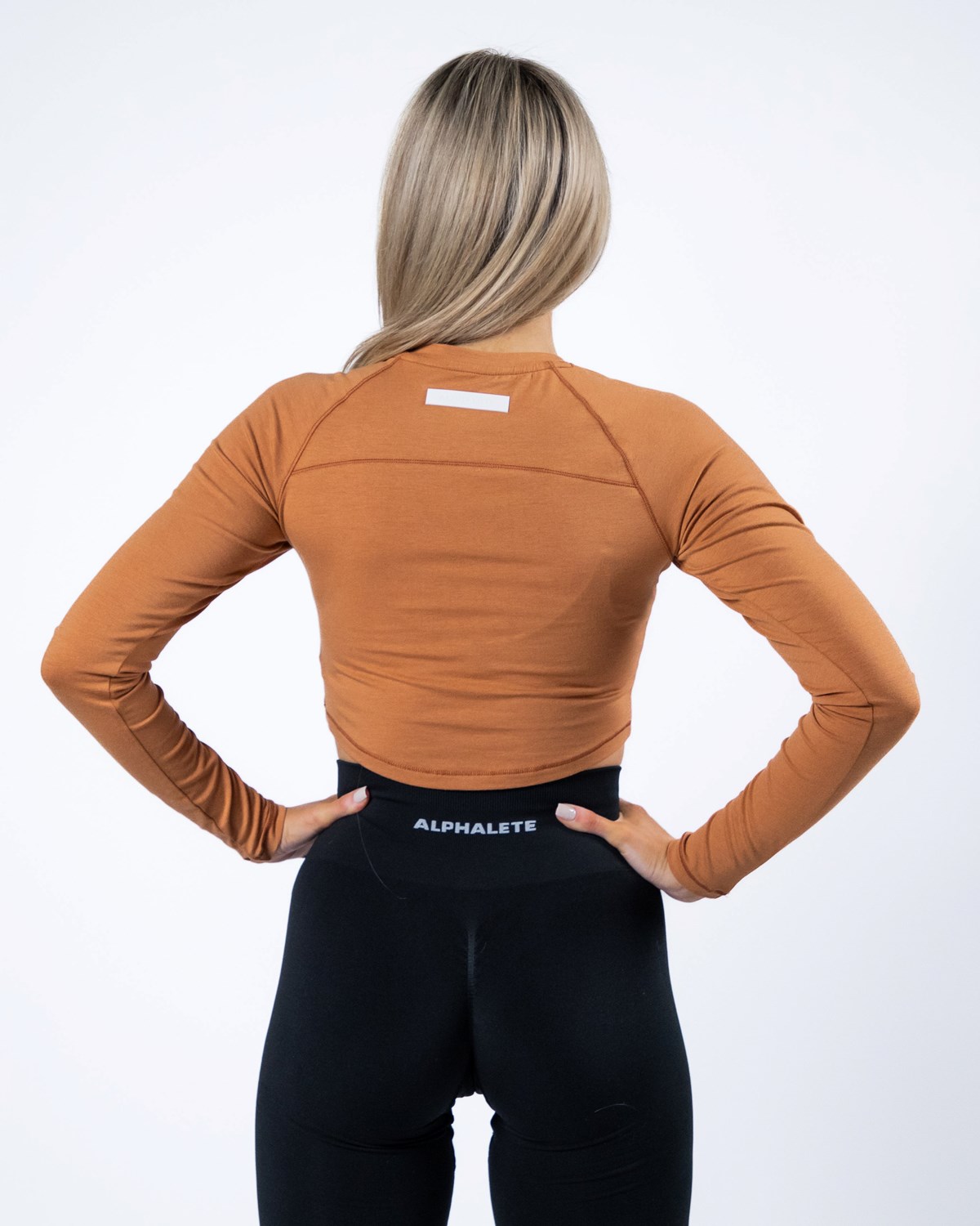 Alphalete Cropped Premium Long Sleeve Camel Femme | VGX-15432342