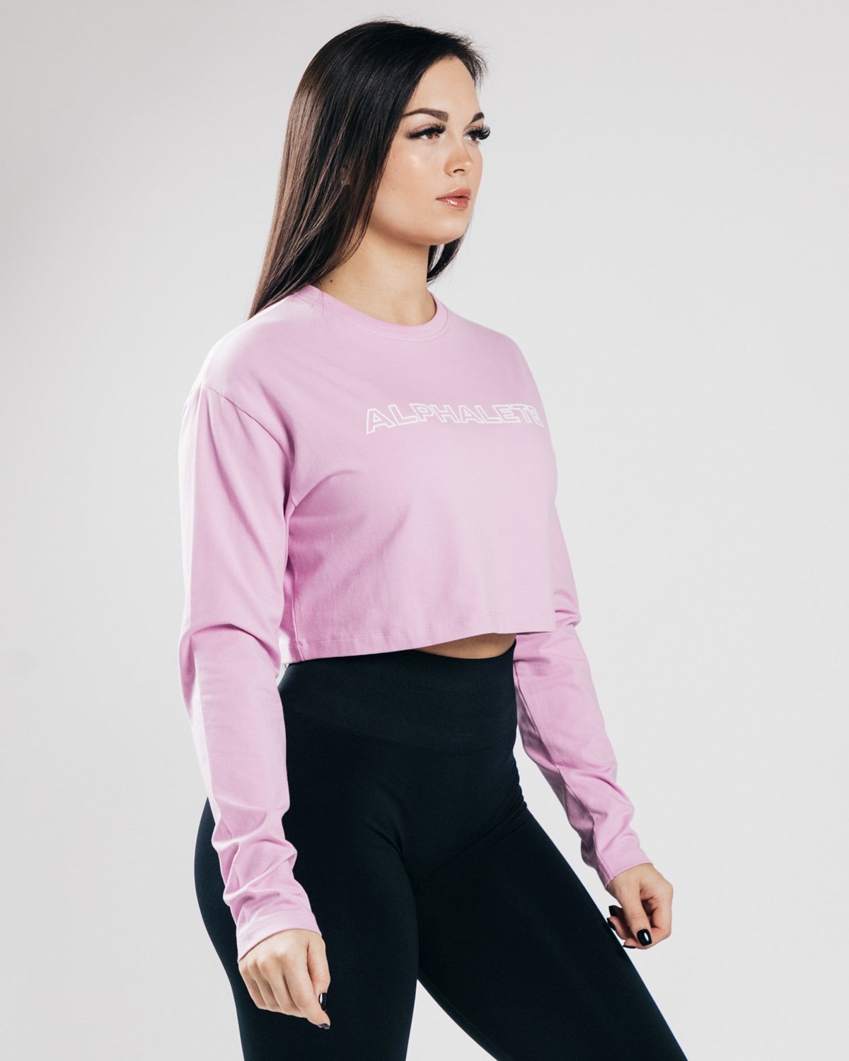 Alphalete Oversized Performance Long Sleeve Crop Bloom Femme | APQ-48987635