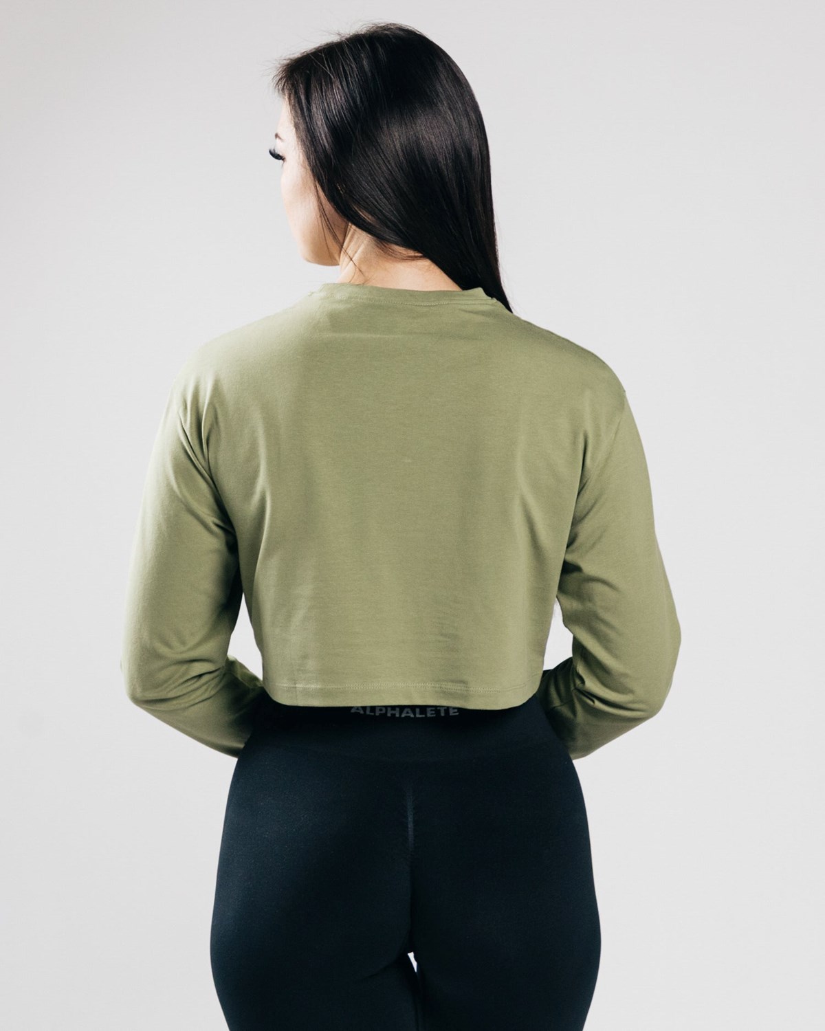 Alphalete Oversized Performance Long Sleeve Crop Vert Femme | TEM-84712177