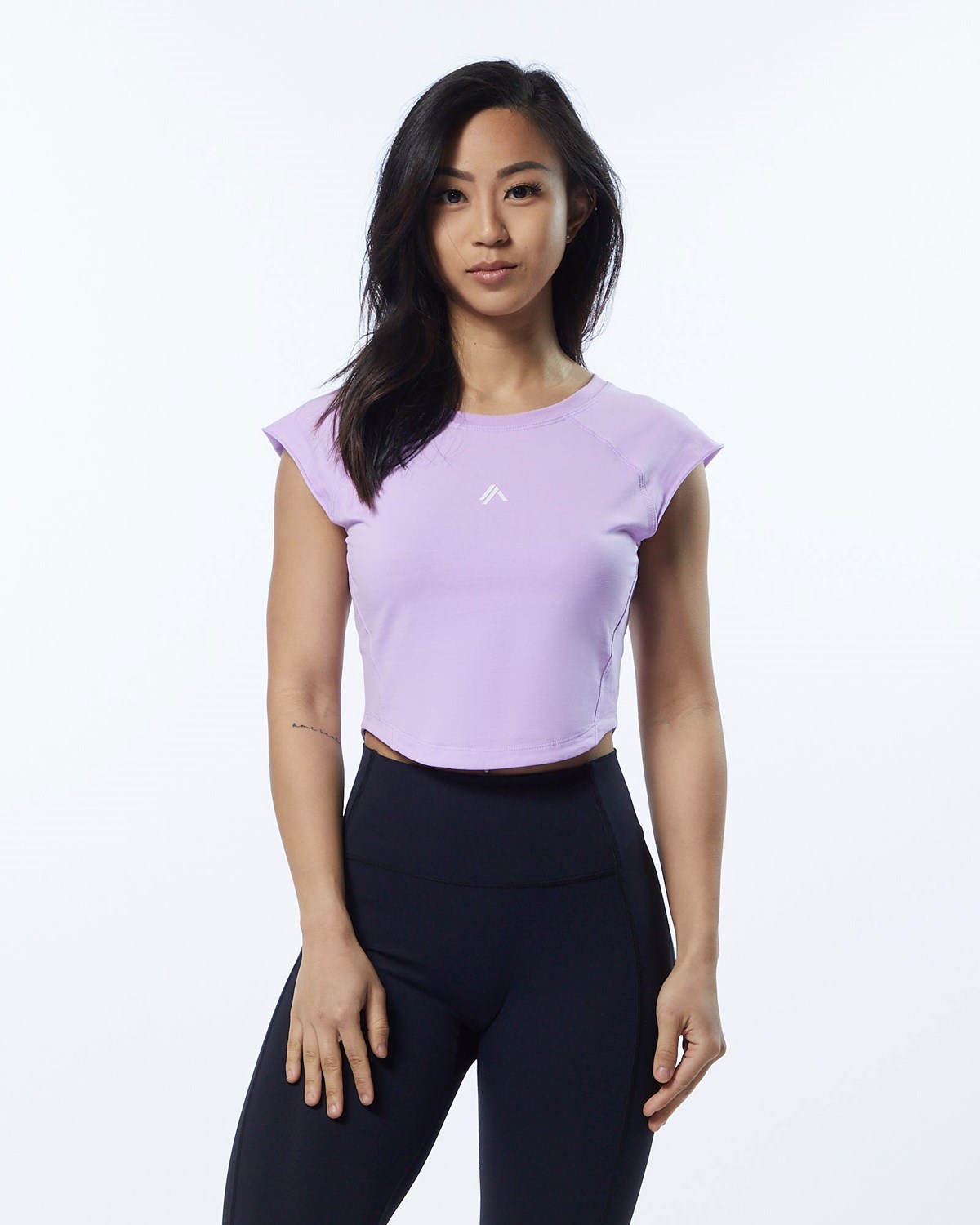 Alphalete High Performance Corta Sleeve Crop Tee Lavande Femme | MJL-47878036