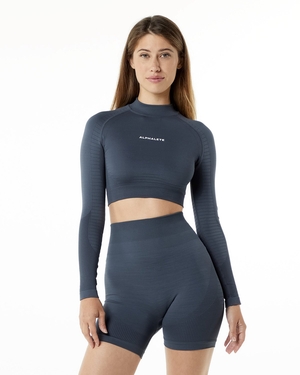 Alphalete High Performance Seamless Long Sleeve Tee Carbon Femme | CYJ-60286964