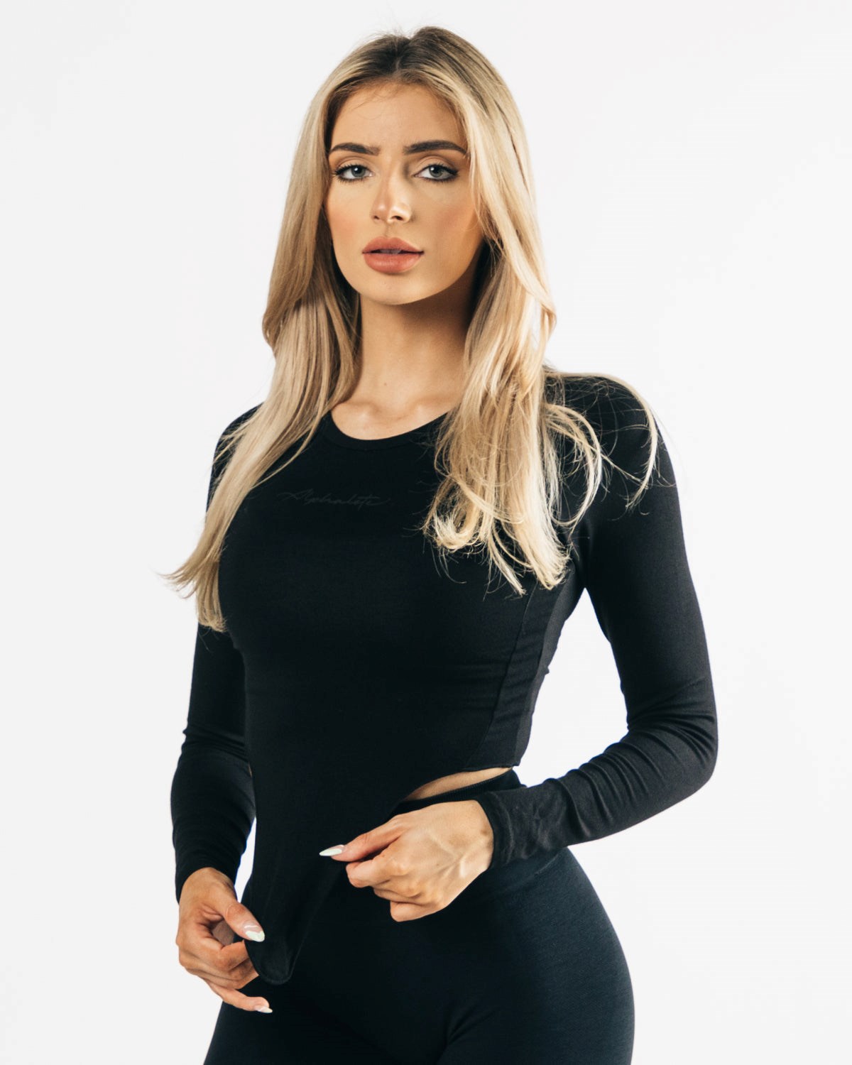 Alphalete Ultra-Stretch Long Sleeve Tie Top Blackout Femme | QZH-34645111