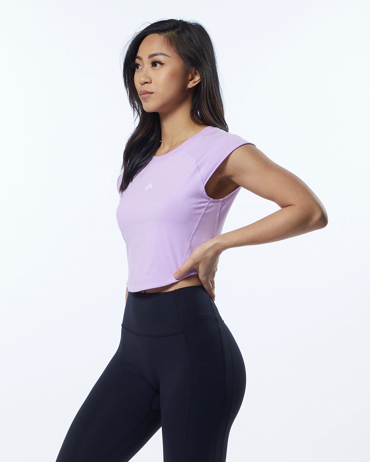 Alphalete High Performance Corta Sleeve Crop Tee Lavande Femme | MJL-47878036