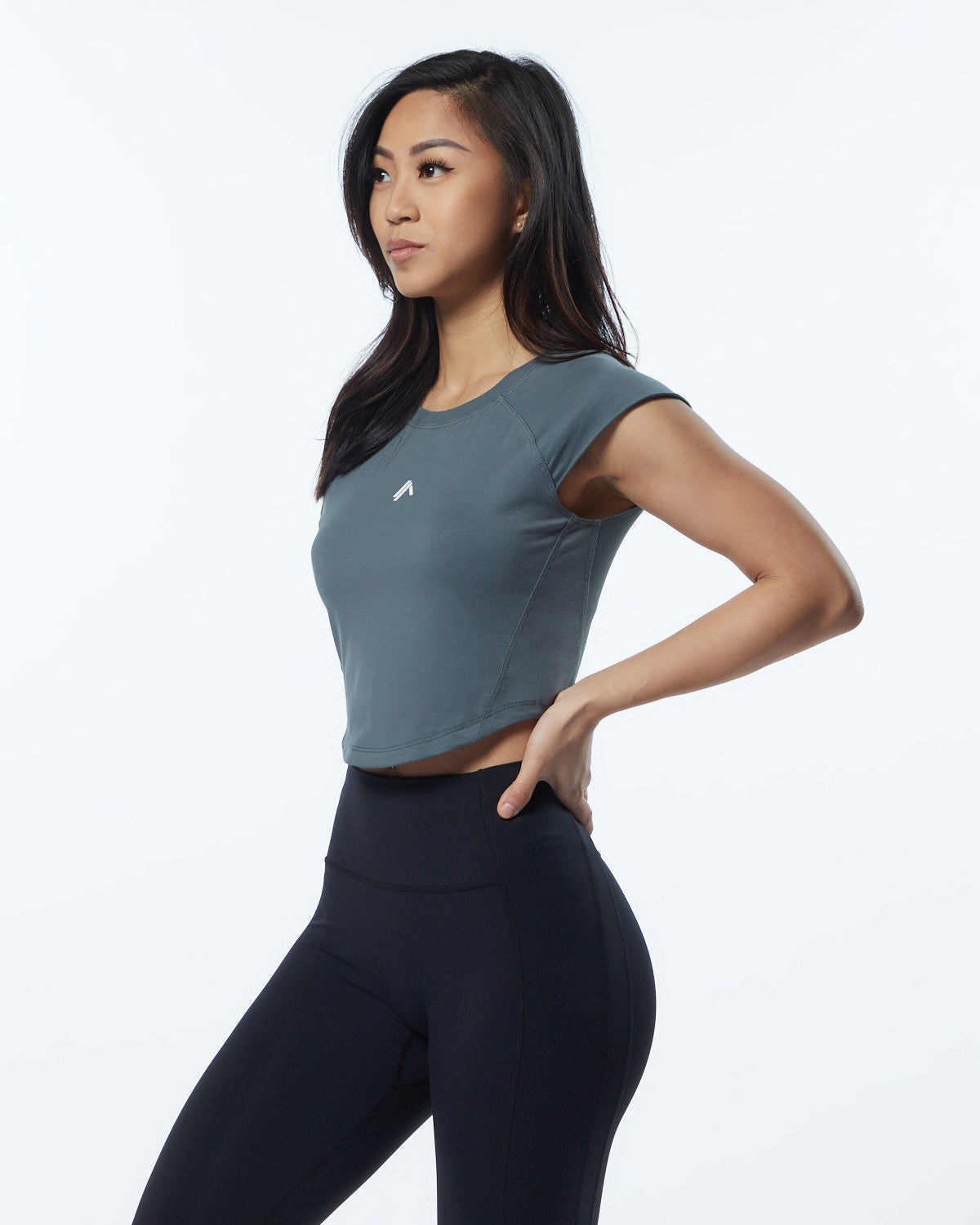 Alphalete High Performance Corta Sleeve Crop Tee Grise Femme | XSE-63148280