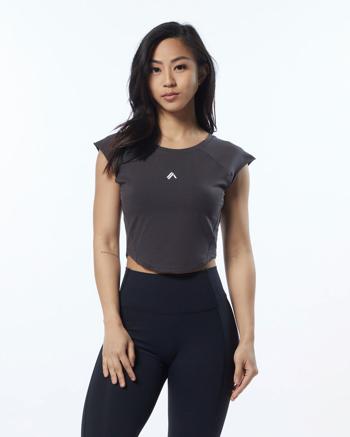 Alphalete High Performance Corta Sleeve Crop Tee Grise Femme | YTT-55000403