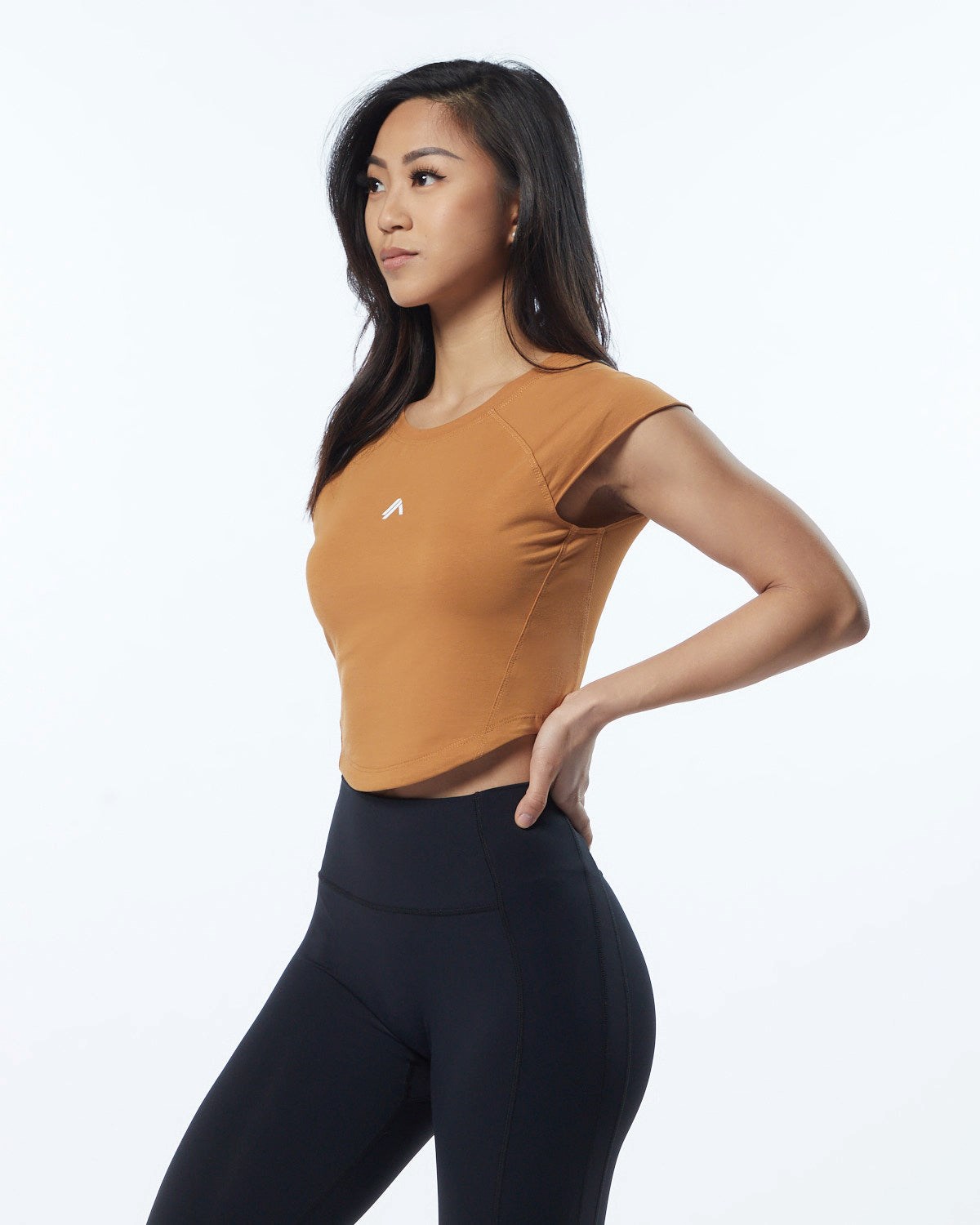 Alphalete High Performance Corta Sleeve Crop Tee Chestnut Femme | VWT-99095801