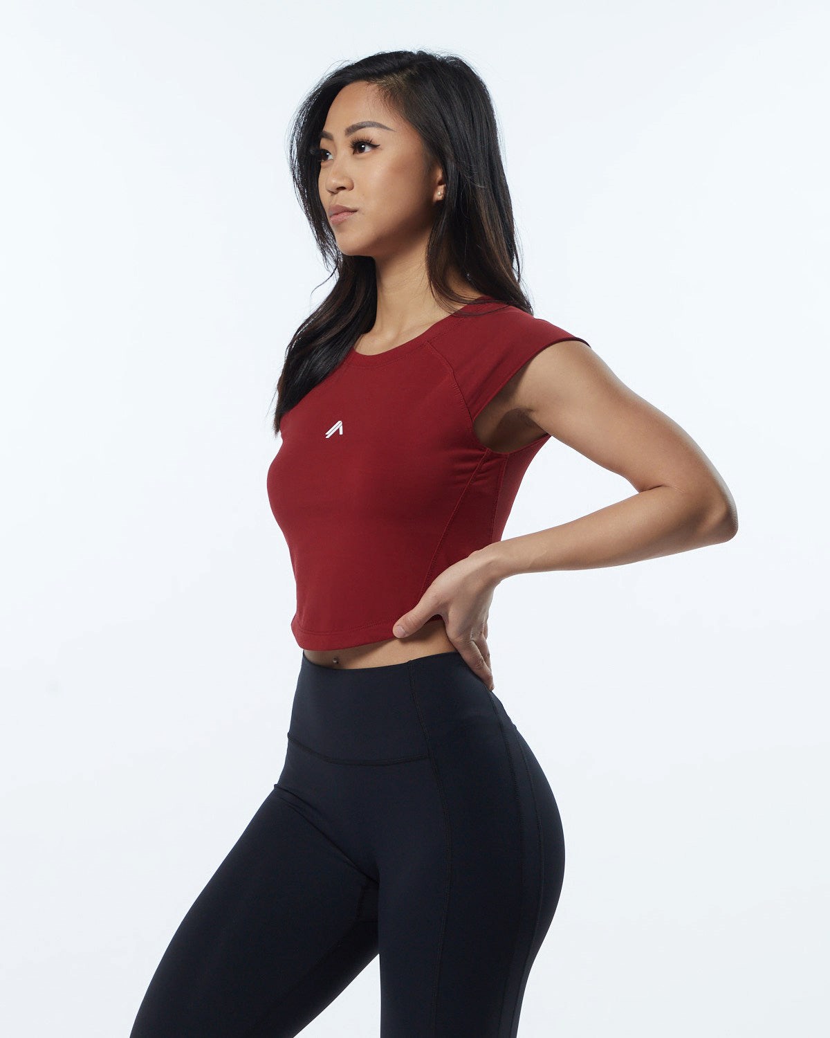 Alphalete High Performance Corta Sleeve Crop Tee Rouge Femme | CBB-94119523