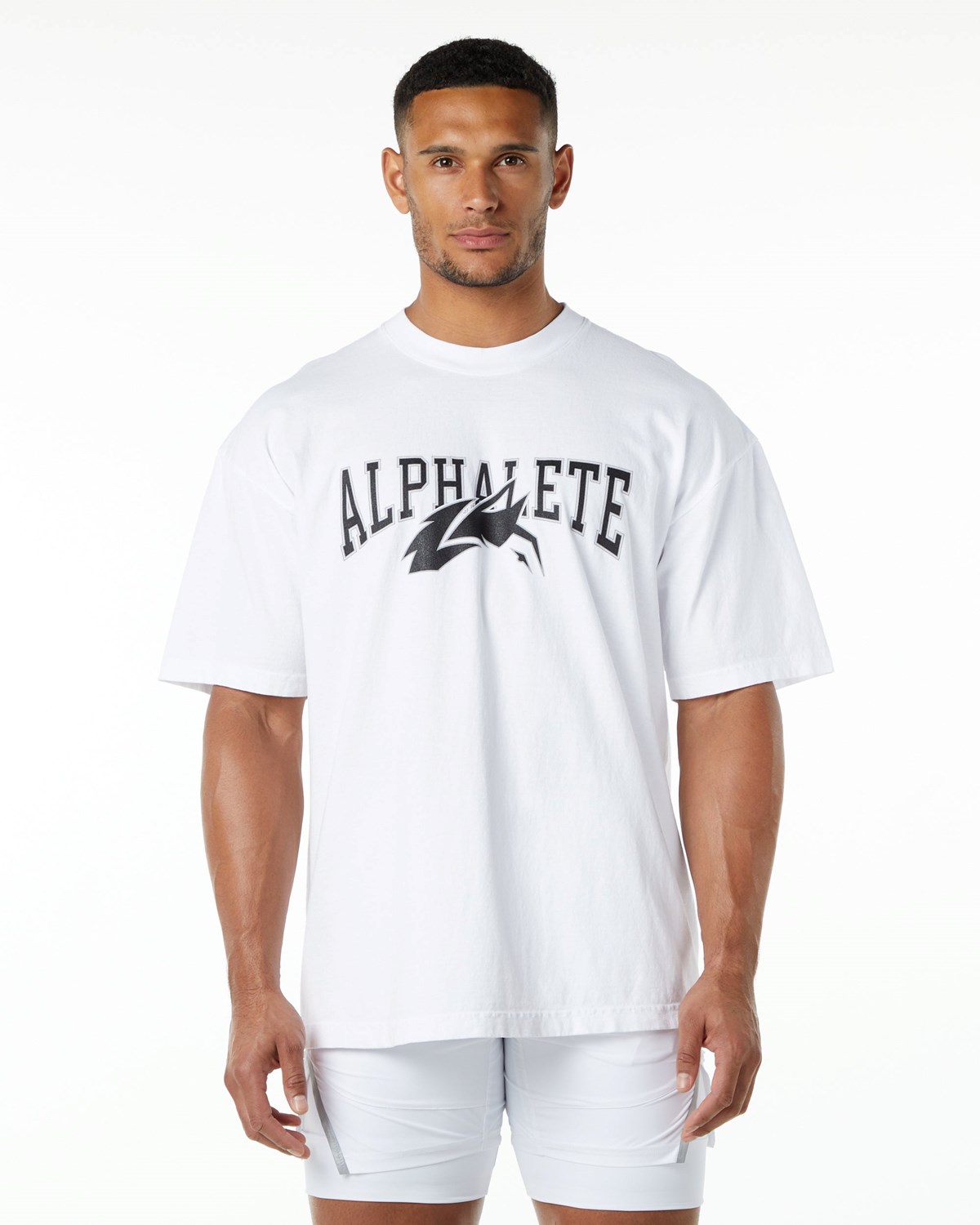 Alphalete Heavyweight Oversized Tee Blanche Noir Unisex | IST-96477894