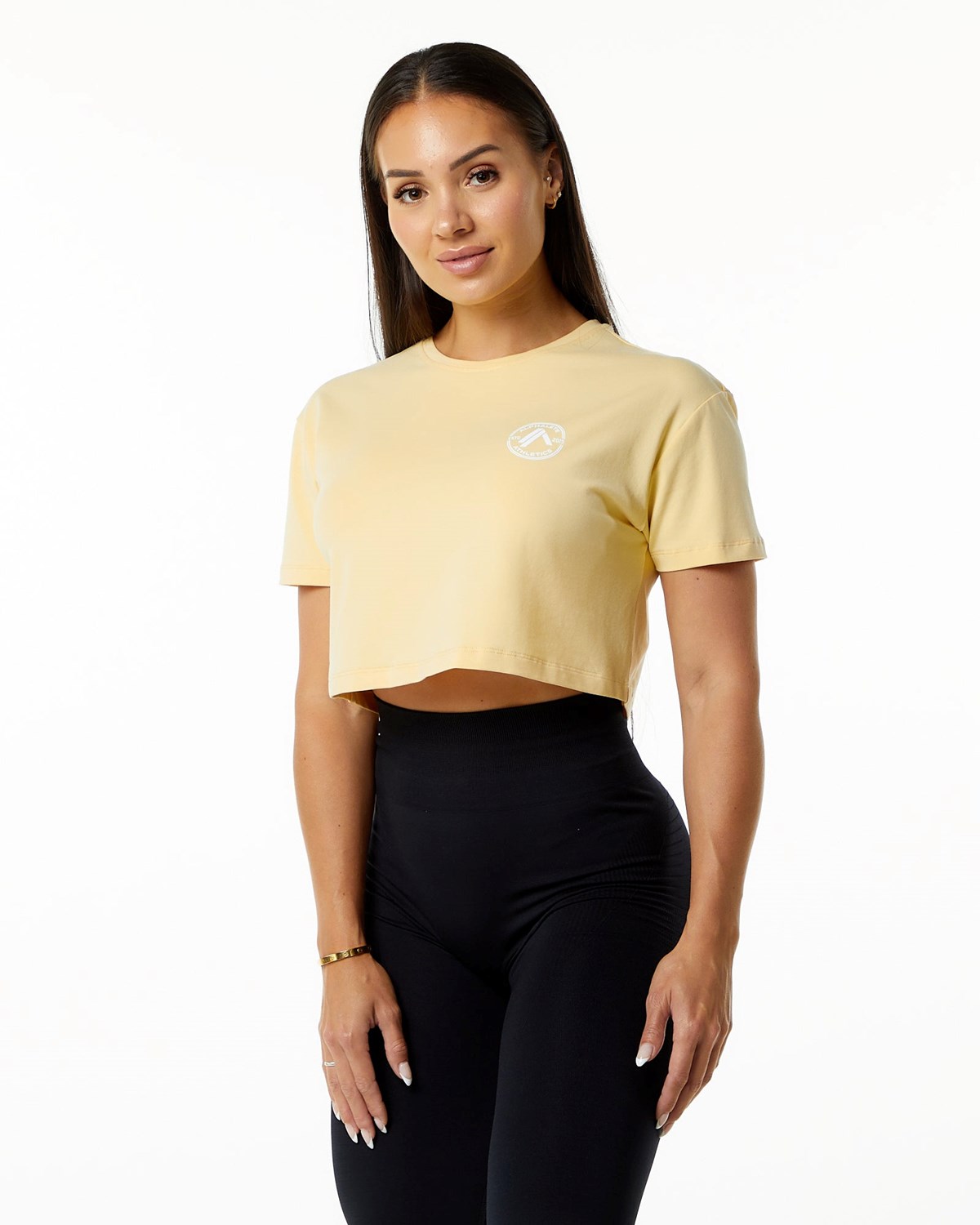 Alphalete Fitted Performance Corta Sleeve Crop Daffodil Femme | QQX-69880797