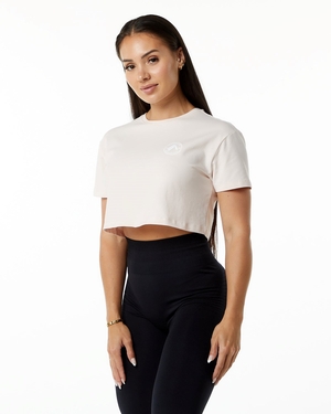 Alphalete Fitted Performance Corta Sleeve Crop Blush Femme | BZP-60448571