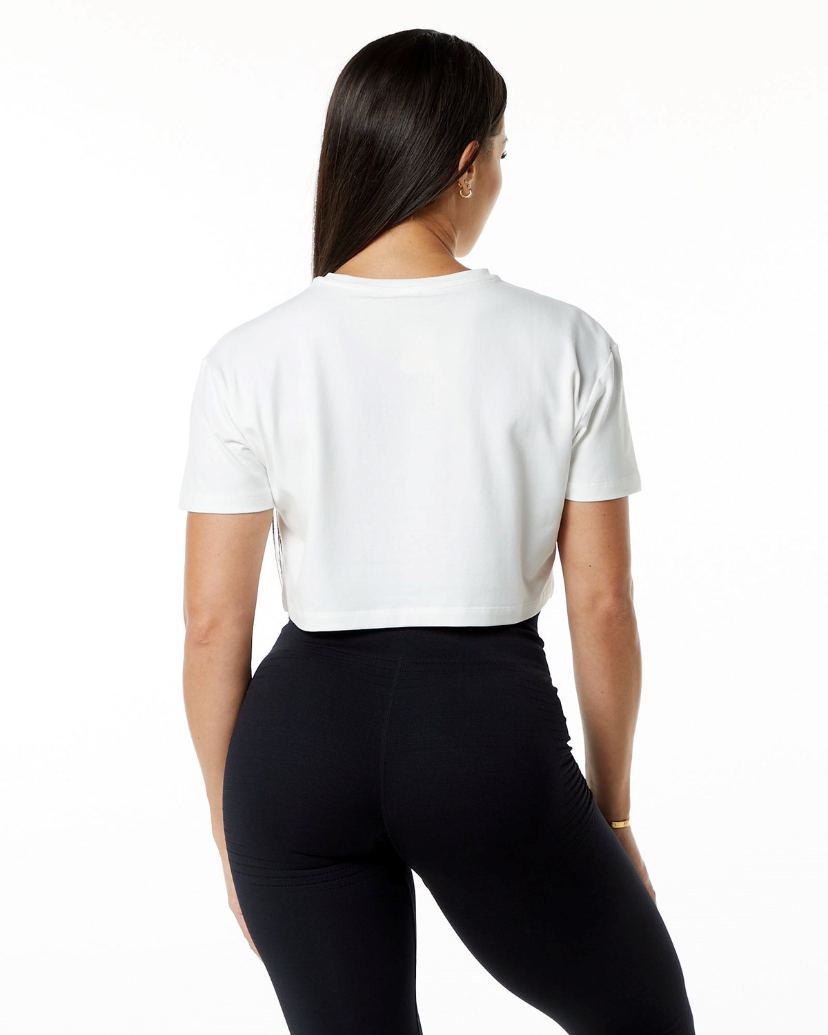 Alphalete Fitted Performance Corta Sleeve Crop Blanche Femme | AKM-20145756