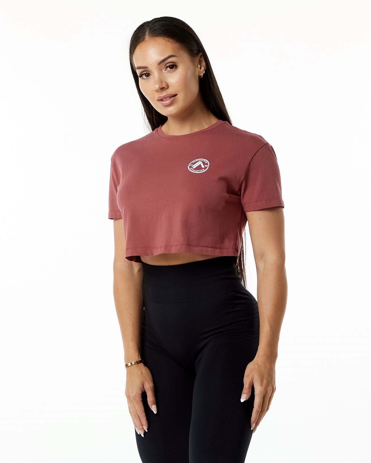 Alphalete Fitted Performance Corta Sleeve Crop Gingerbread Femme | RKU-24561825