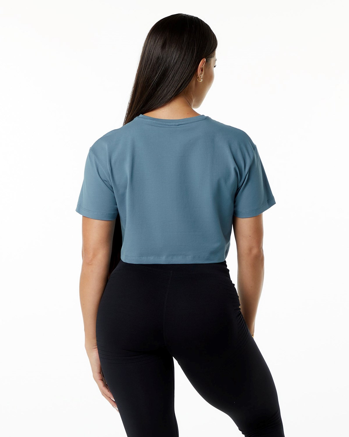 Alphalete Fitted Performance Corta Sleeve Crop Bleu Femme | AMT-20635633