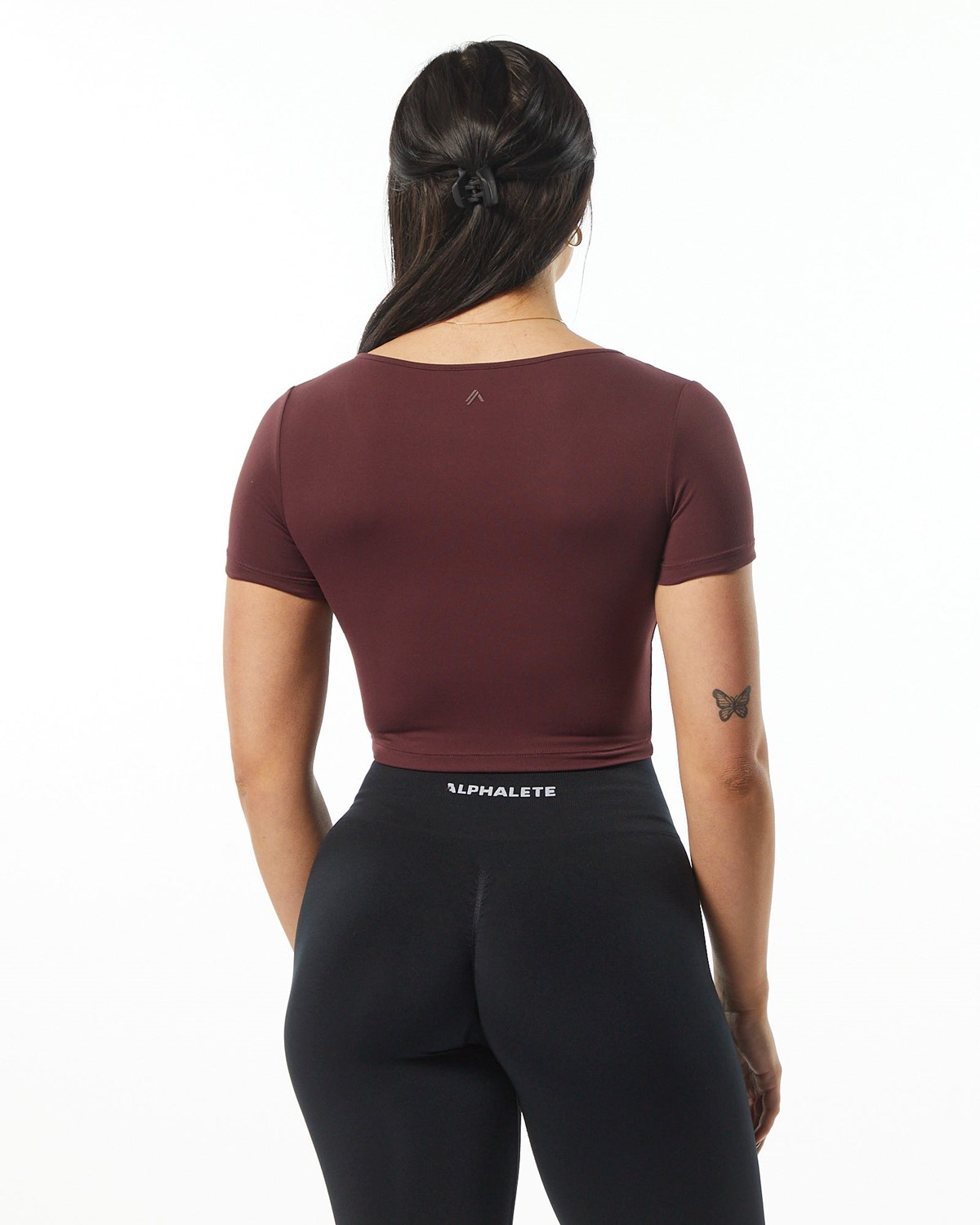 Alphalete Fitted Tee Wine Femme | MJP-32354186