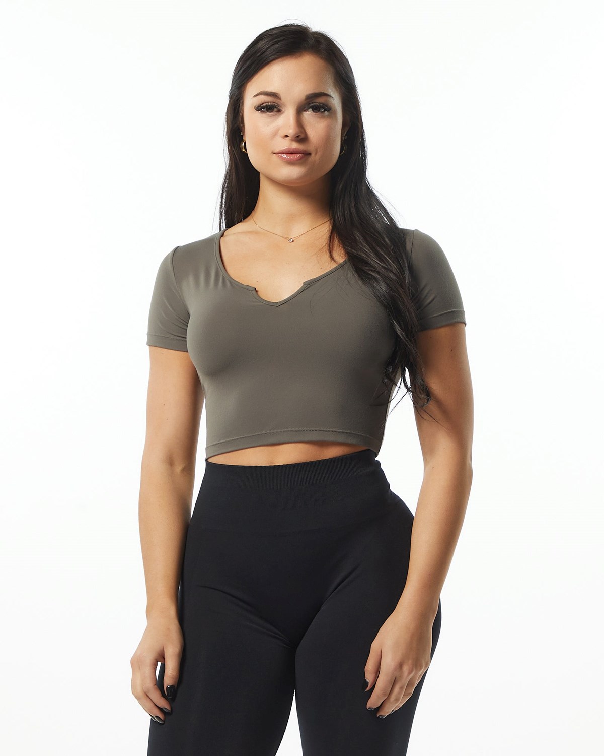 Alphalete Fitted Tee Grise Femme | MVW-55884006