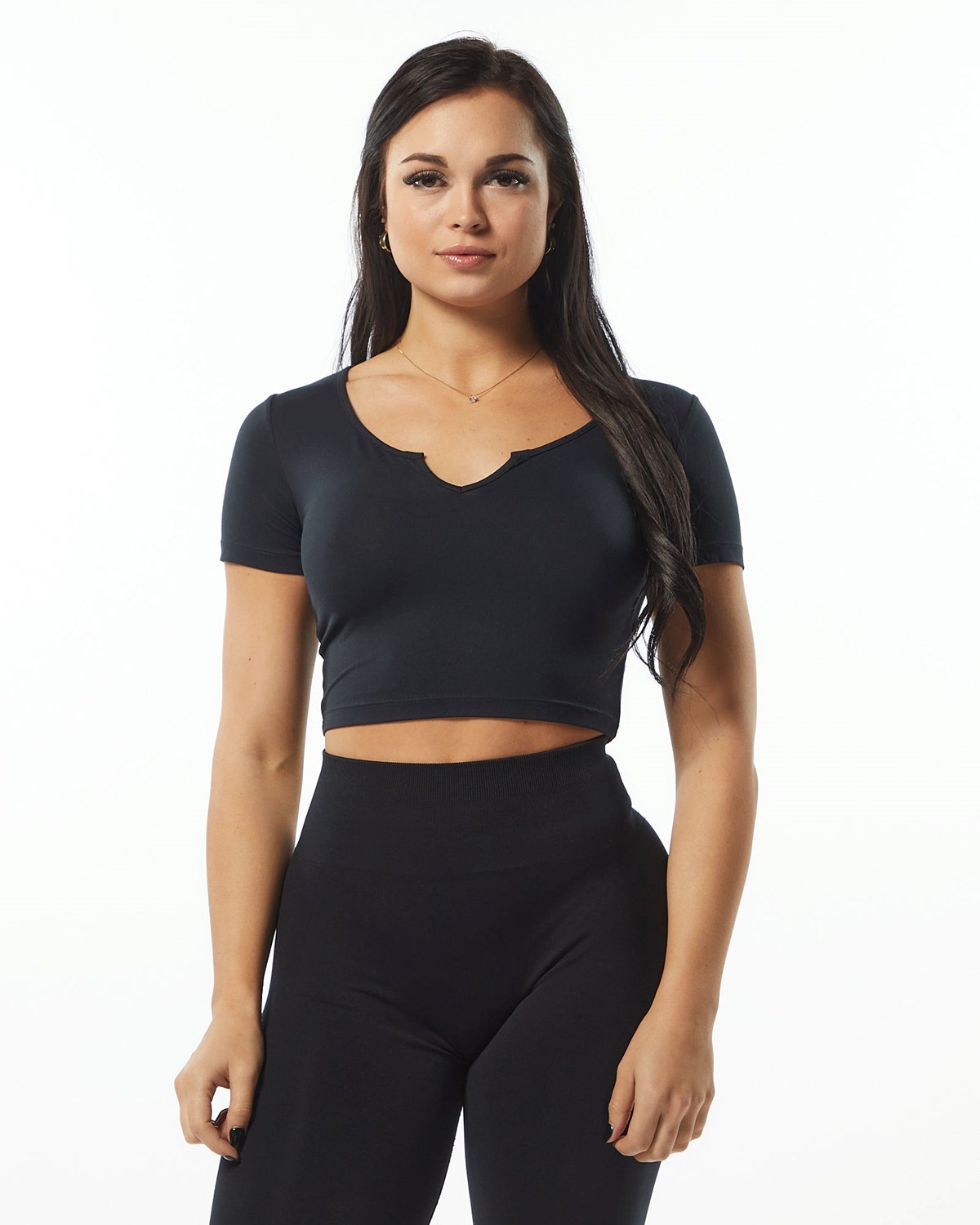 Alphalete Fitted Tee Noir Femme | HGJ-79792603