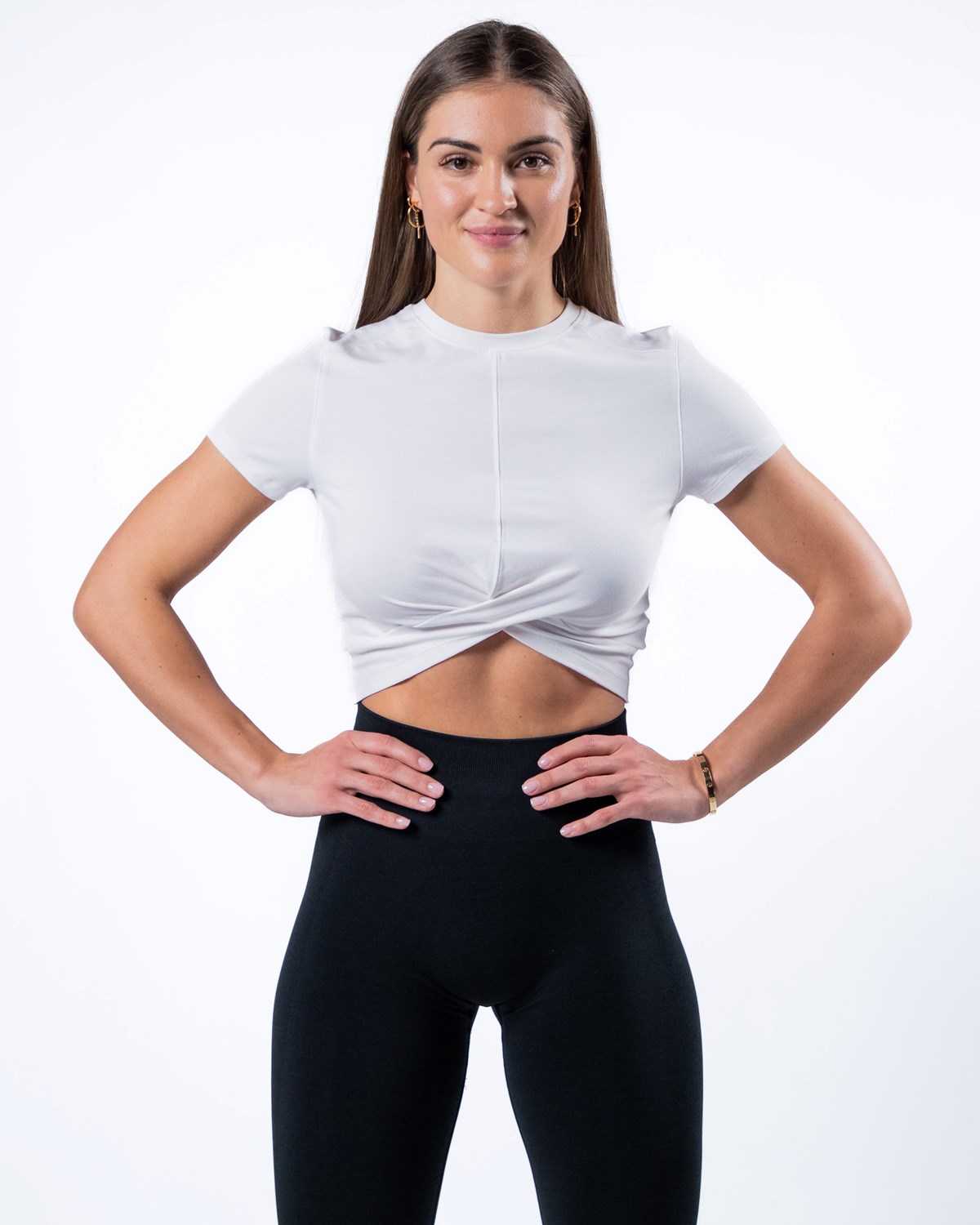 Alphalete Cropped Premium Corta Sleeve Blanche Femme | HWS-04240713