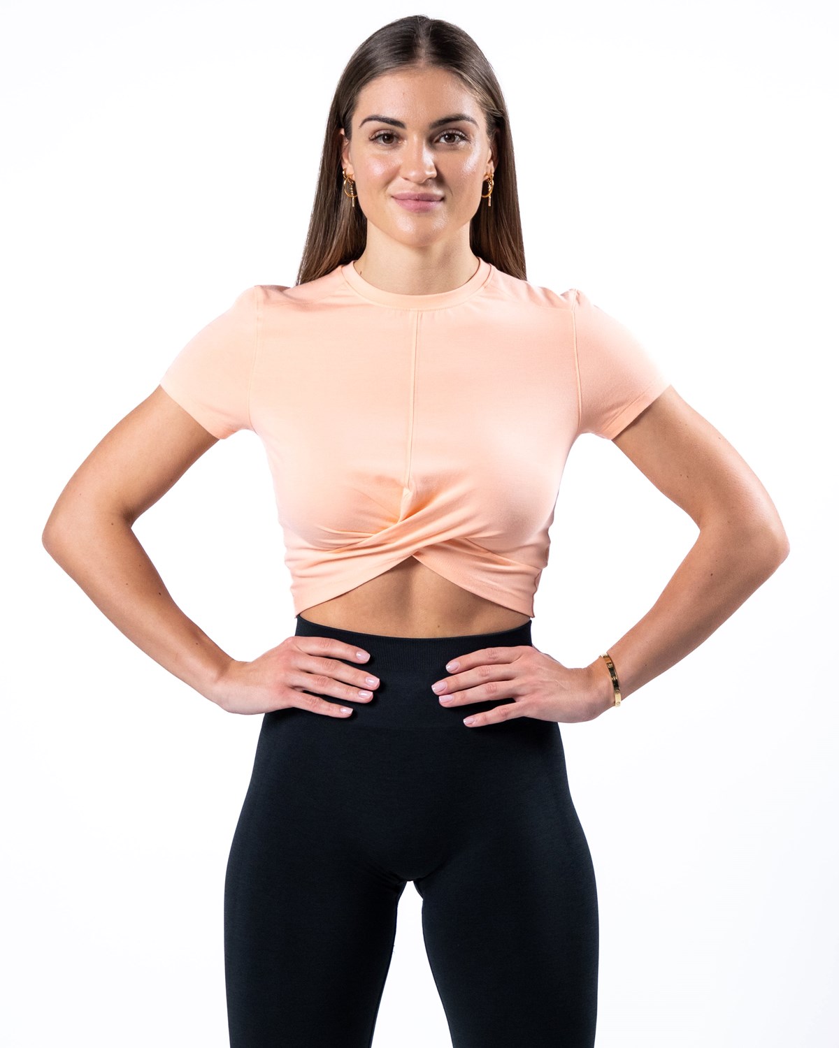 Alphalete Cropped Premium Corta Sleeve Corail Femme | DED-89171703