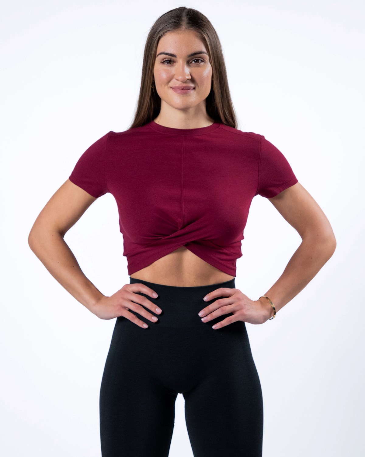 Alphalete Cropped Premium Corta Sleeve Rouge Femme | JHA-43304278