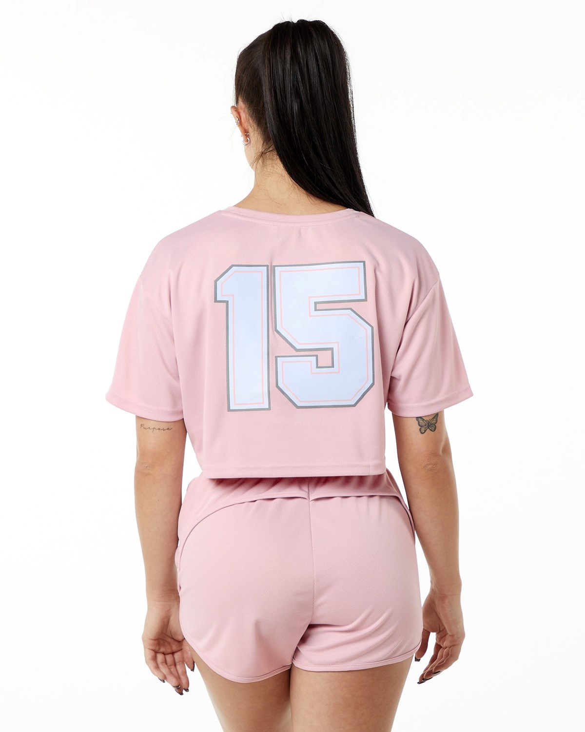 Alphalete Oversized Crop Jersey Rose Femme | GEI-81458384