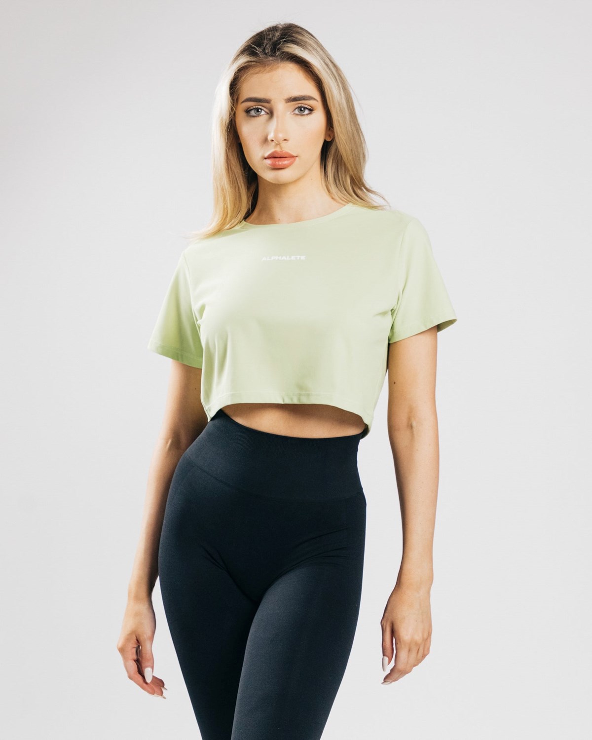 Alphalete Cropped Legere Corta Sleeve Vert Clair Femme | KJC-29620130