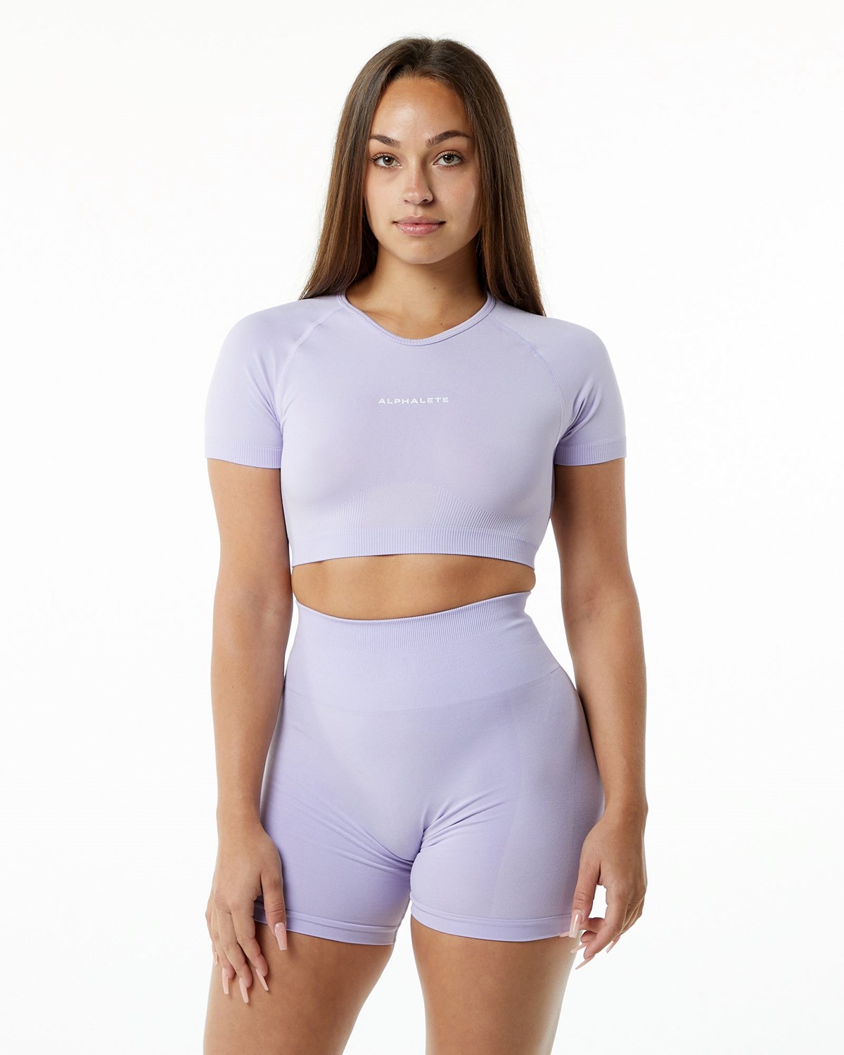 Alphalete Cropped Seamless Corta Sleeve Misty Lilac Femme | SDJ-63538030