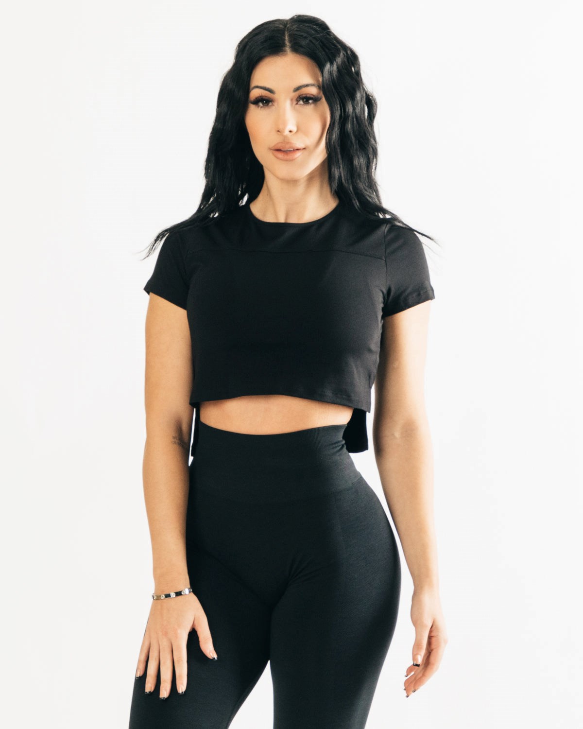 Alphalete Cropped Premium Corta Sleeve Noir Femme | XCO-79933596