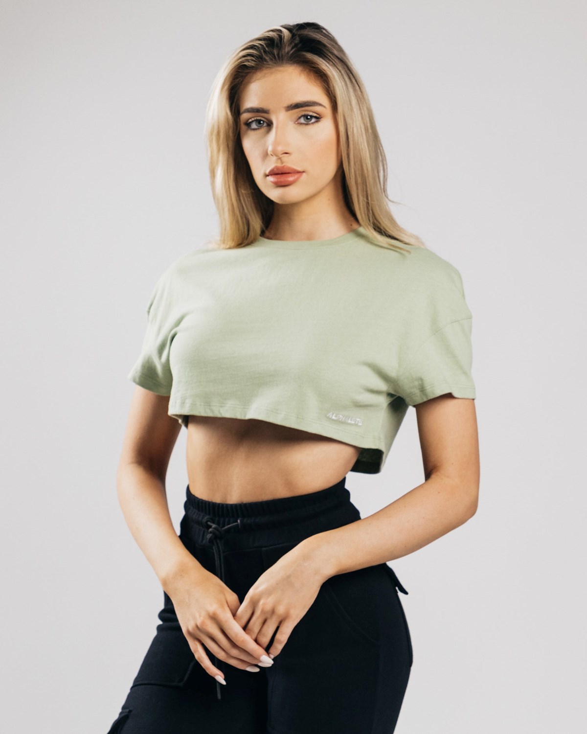 Alphalete Heavy Coton Dropped Shoulder Crop Matcha Femme | WLY-90181261