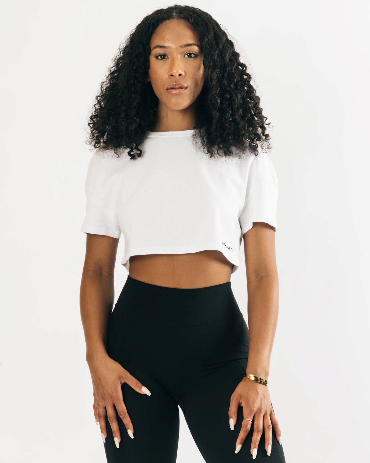 Alphalete Heavy Coton Dropped Shoulder Crop Blanche Femme | JXW-18775757