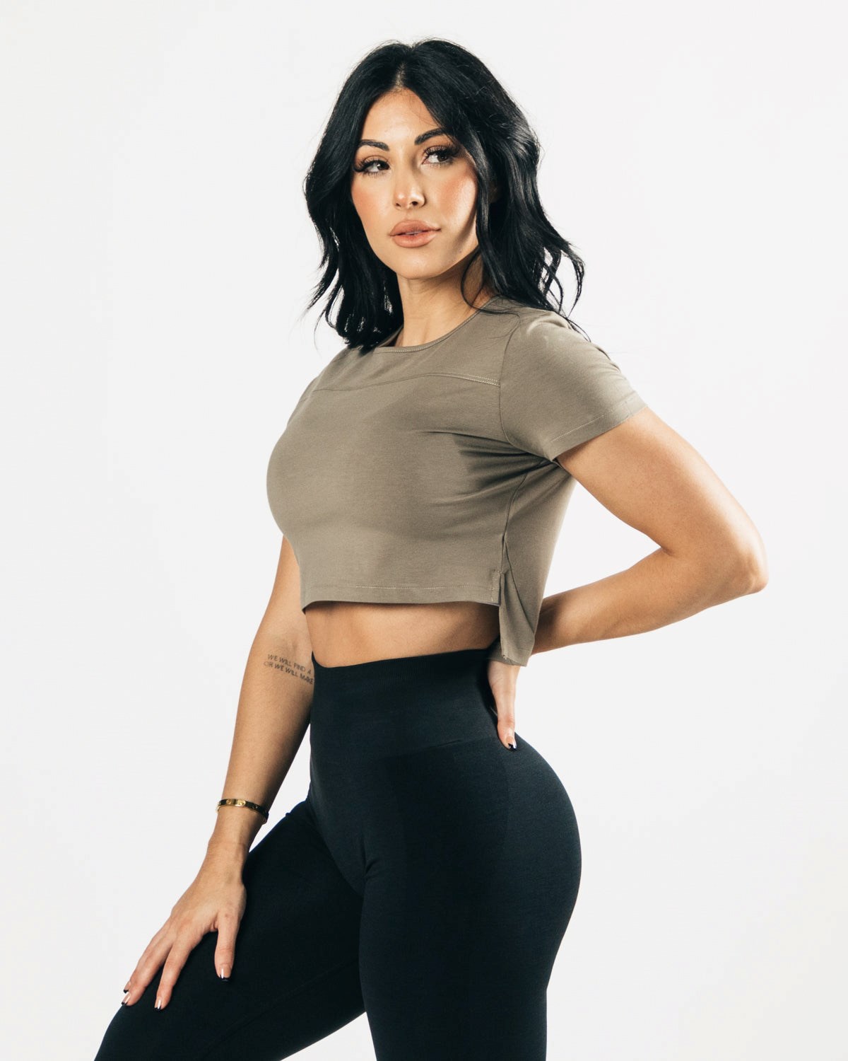 Alphalete Cropped Premium Corta Sleeve Haze Femme | SPB-42871150