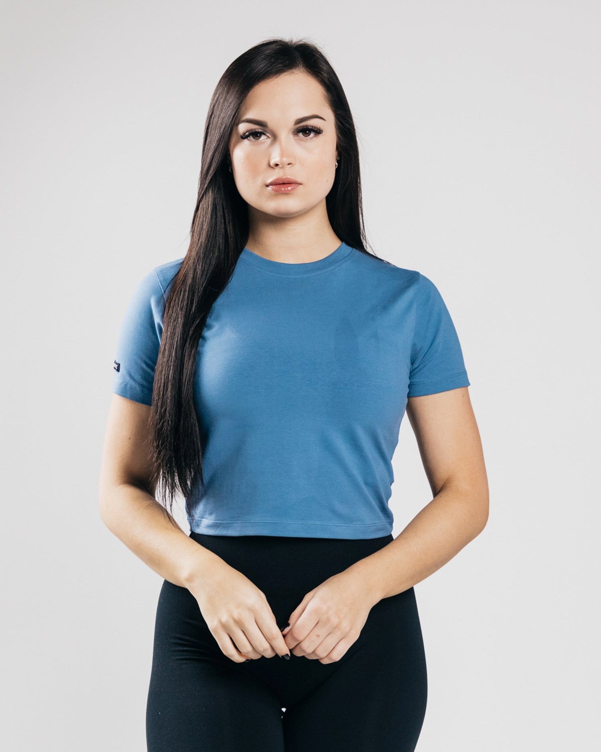 Alphalete Fitted Performance Crop Top Bleu Femme | IPC-06920671