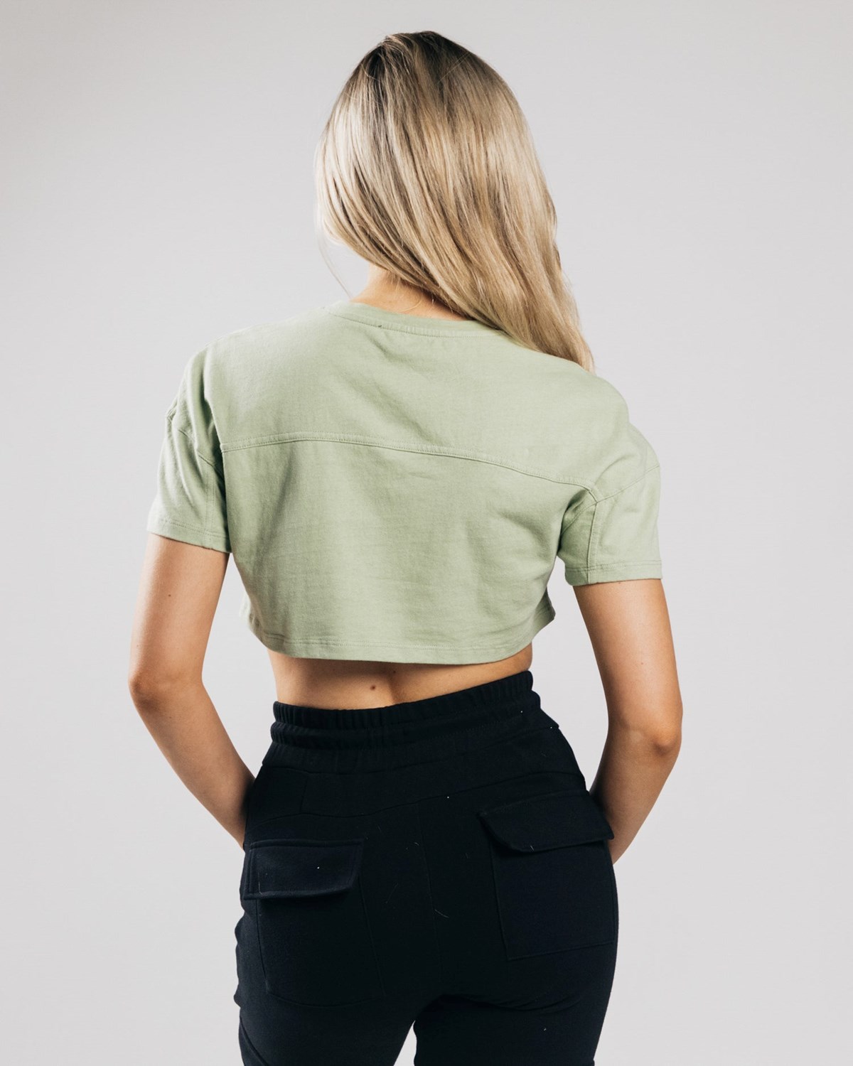 Alphalete Heavy Coton Dropped Shoulder Crop Matcha Femme | WLY-90181261