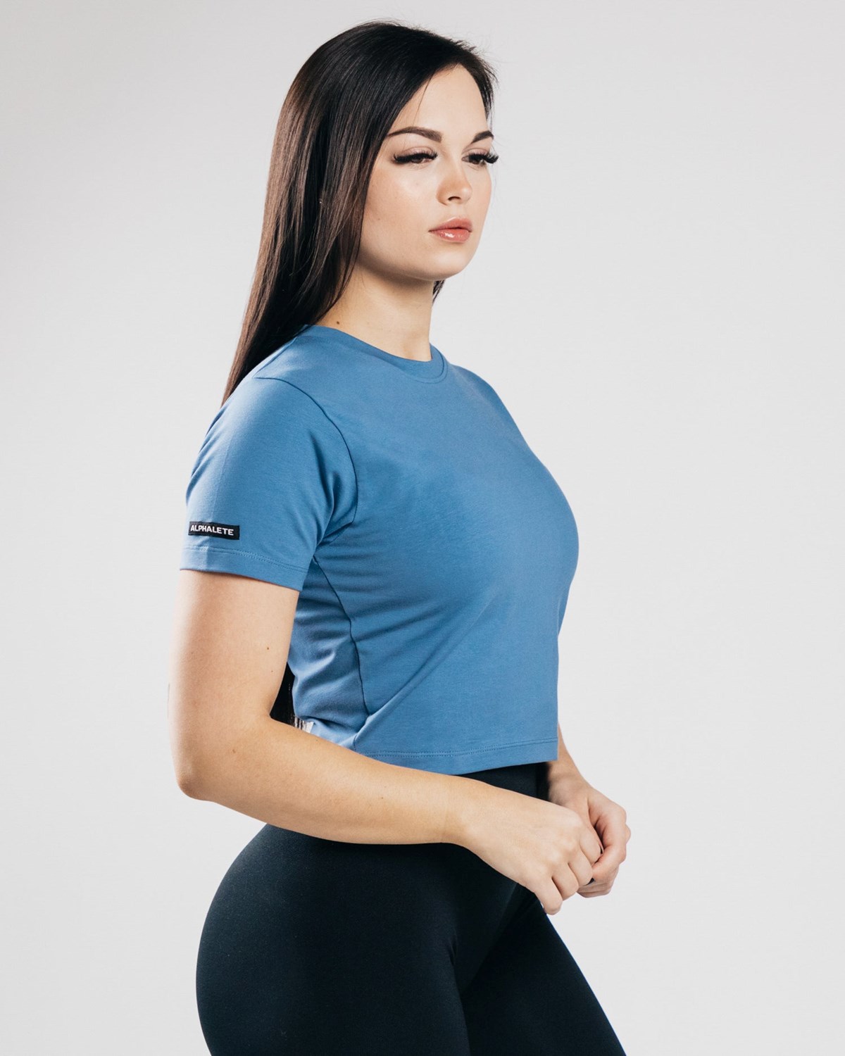 Alphalete Fitted Performance Crop Top Bleu Femme | IPC-06920671