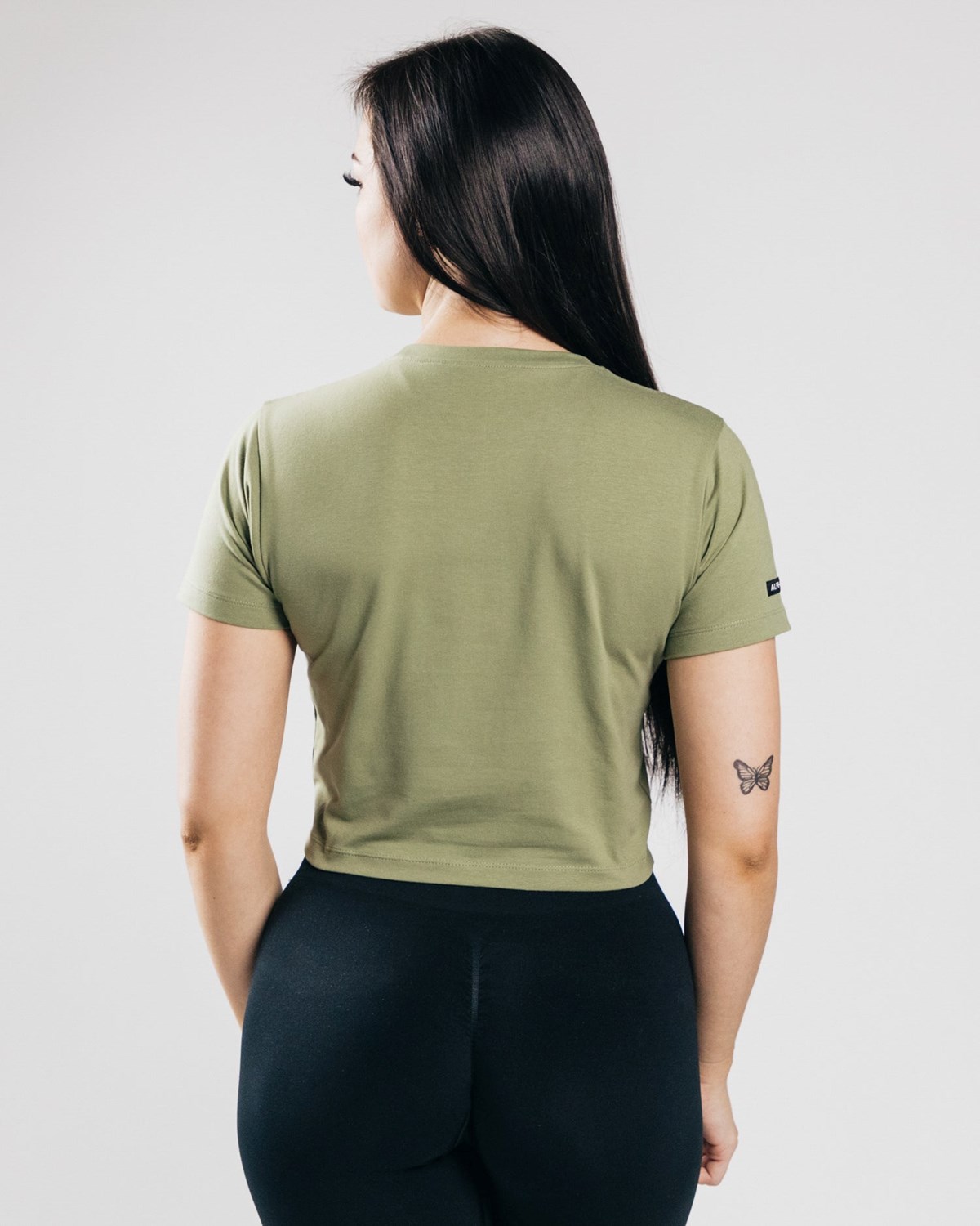 Alphalete Fitted Performance Crop Top Vert Olive Femme | HPL-49723396