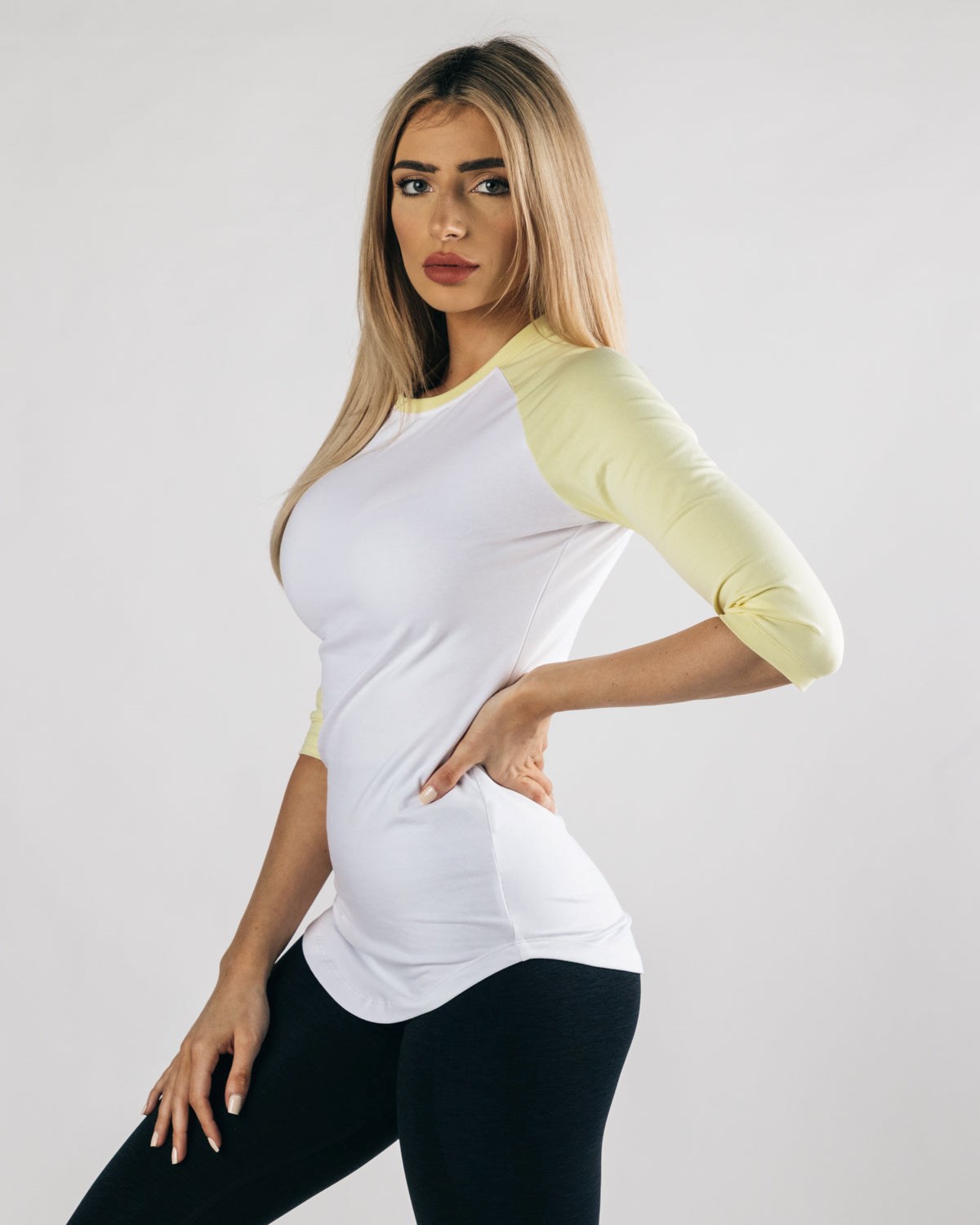 Alphalete Fitted Performance 3/4 Sleeve Blanche Femme | AQG-66743968