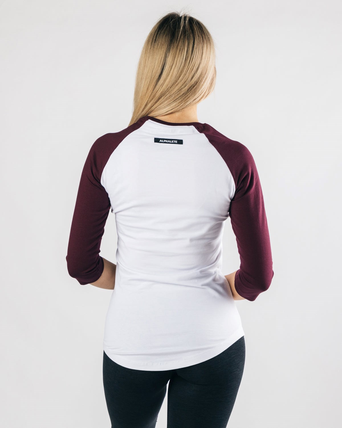 Alphalete Fitted Performance 3/4 Sleeve Blanche Noir Femme | IRW-60128623