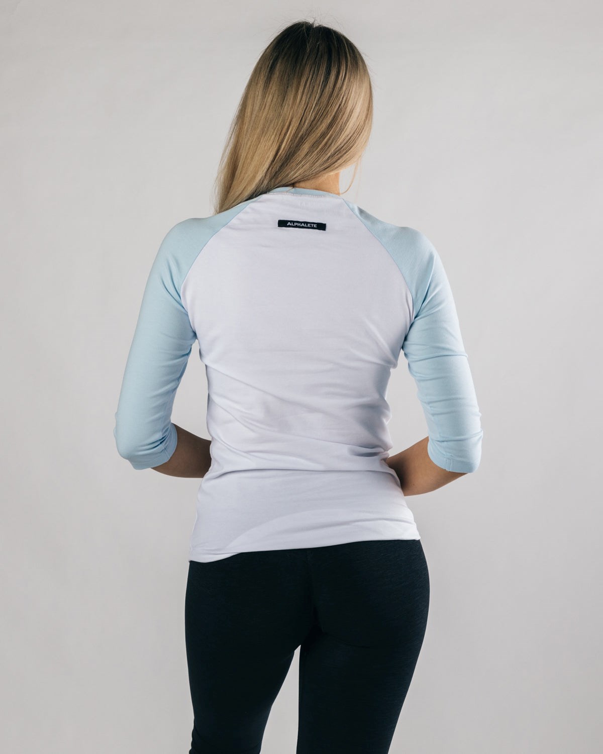 Alphalete Fitted Performance 3/4 Sleeve Blanche Bleu Femme | FKT-04664318